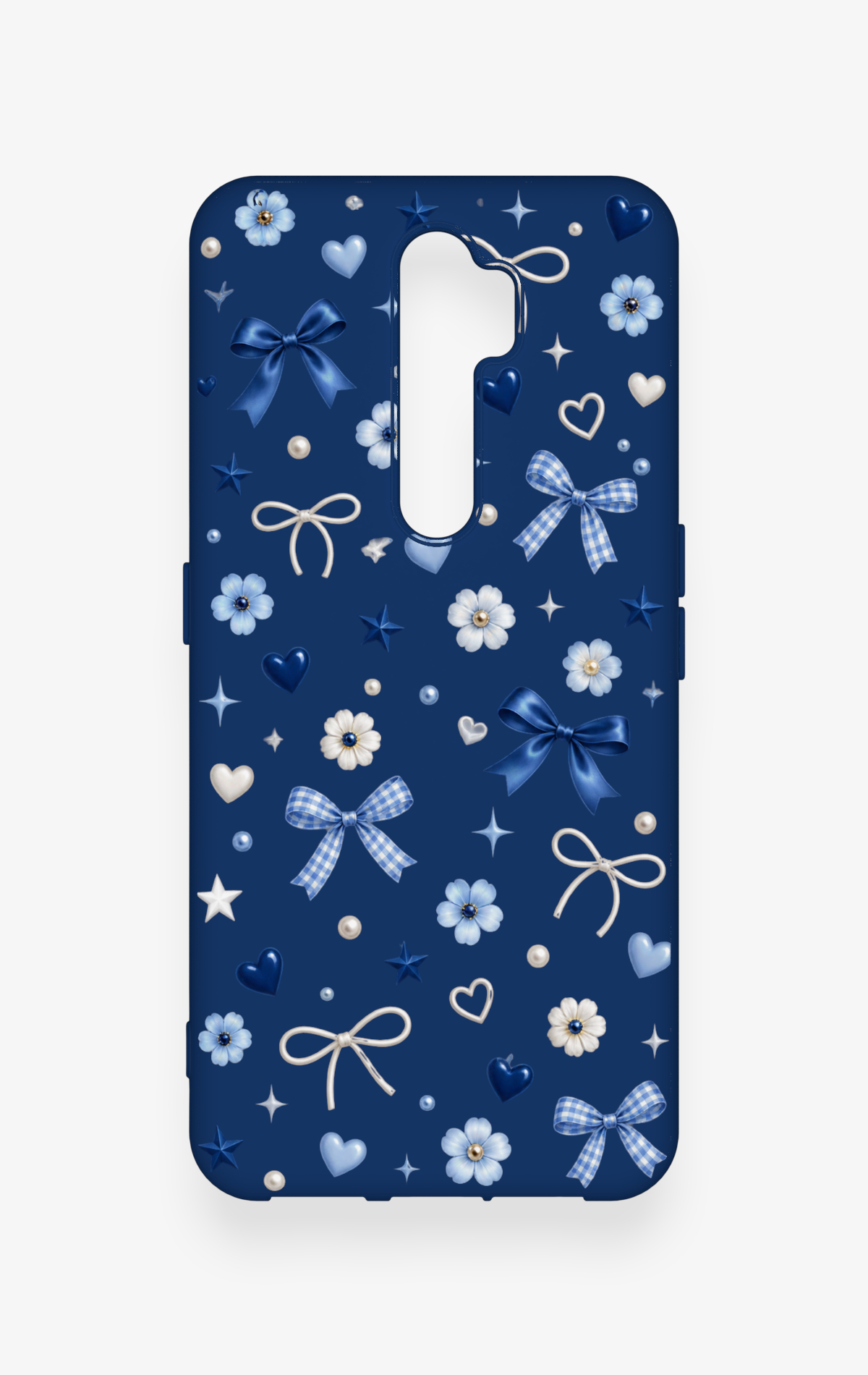 Oppo A5 2020 Uyumlu Mavi Papatya Fiyonk Desenli Silikon Kılıf