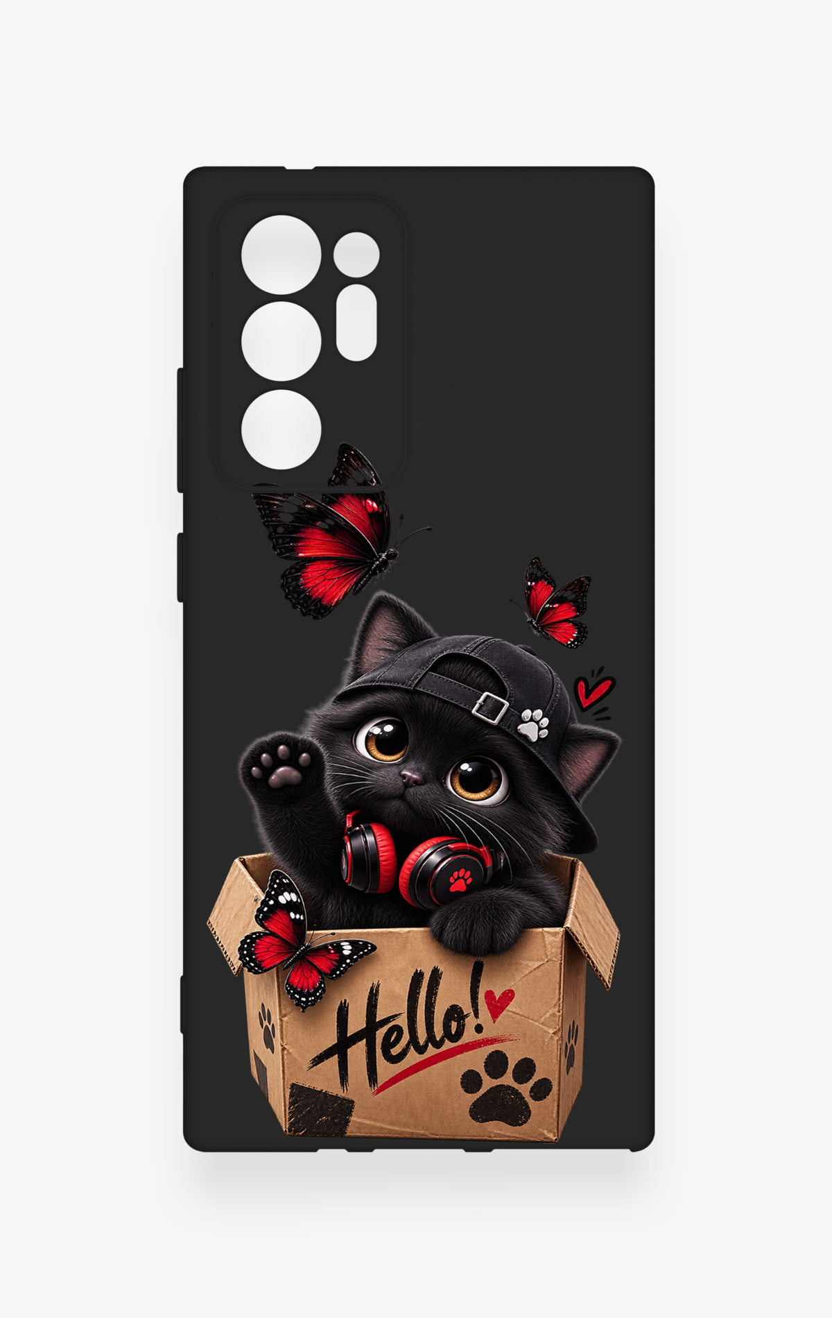 Samsung Note 20 Ultra Uyumlu Hello Cat Desenli Silikon Kılıf
