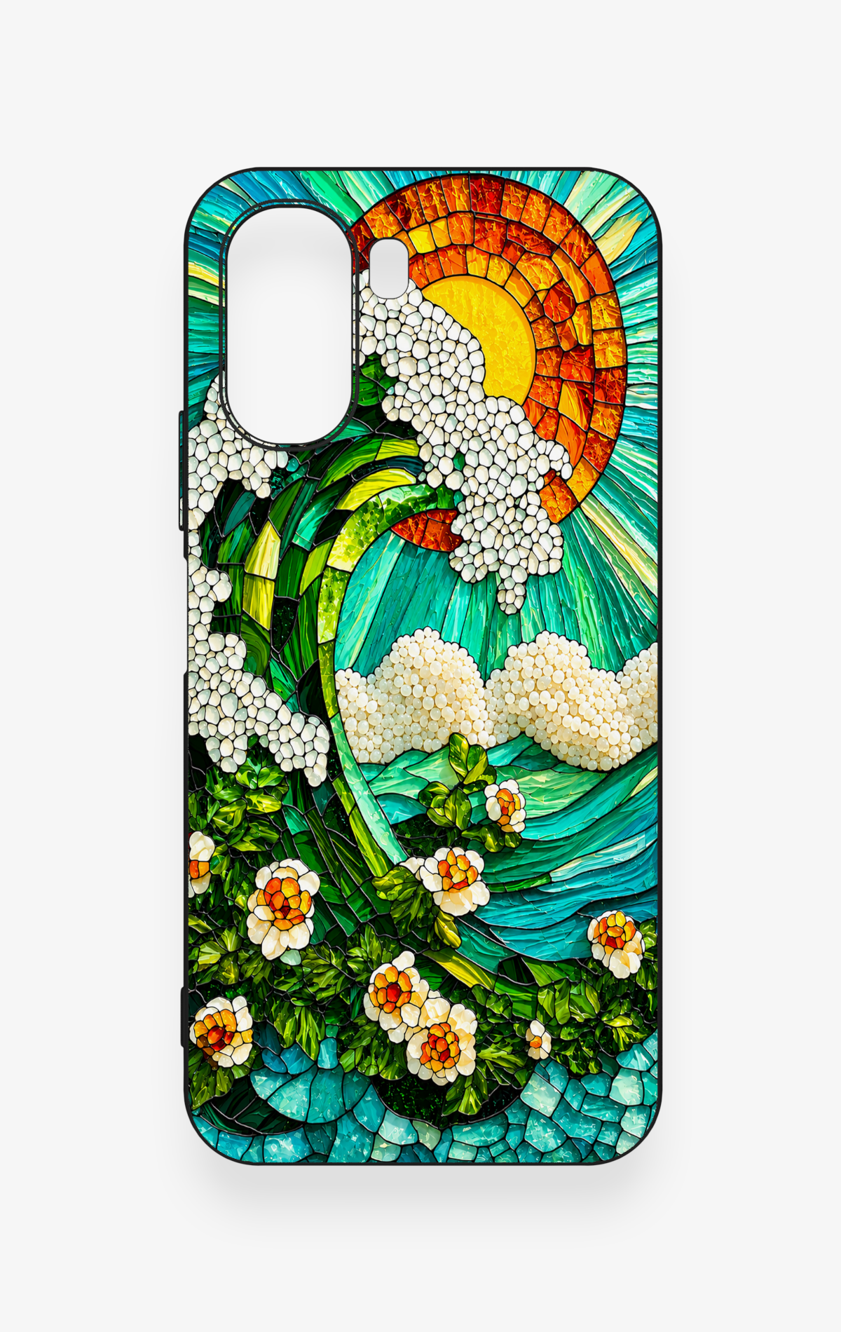 Oppo A6T Uyumlu Mozaik Okyanus Dalgası Desenli Silikon Kılıf