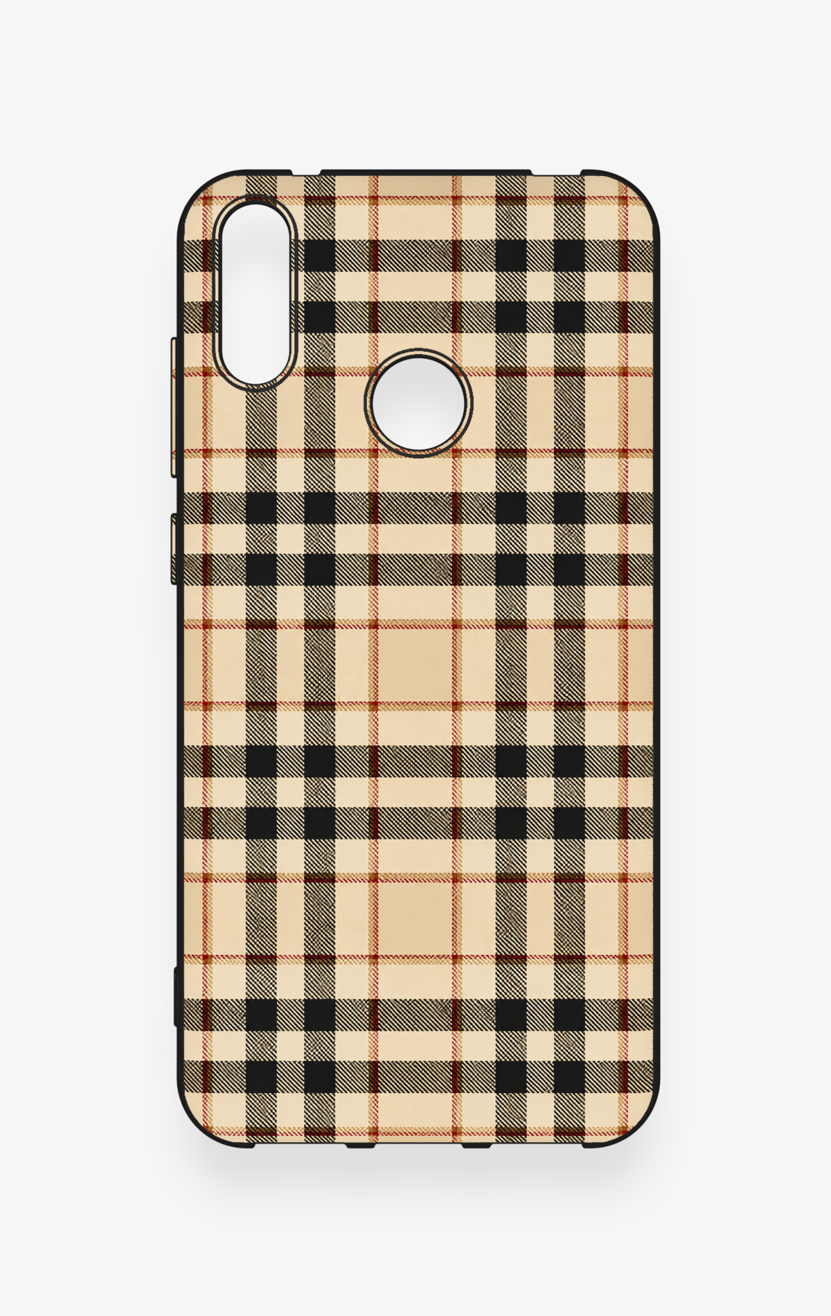 Huawei Y7 2019 Uyumlu Karamel Siyah Ekose Desenli Silikon Kılıf