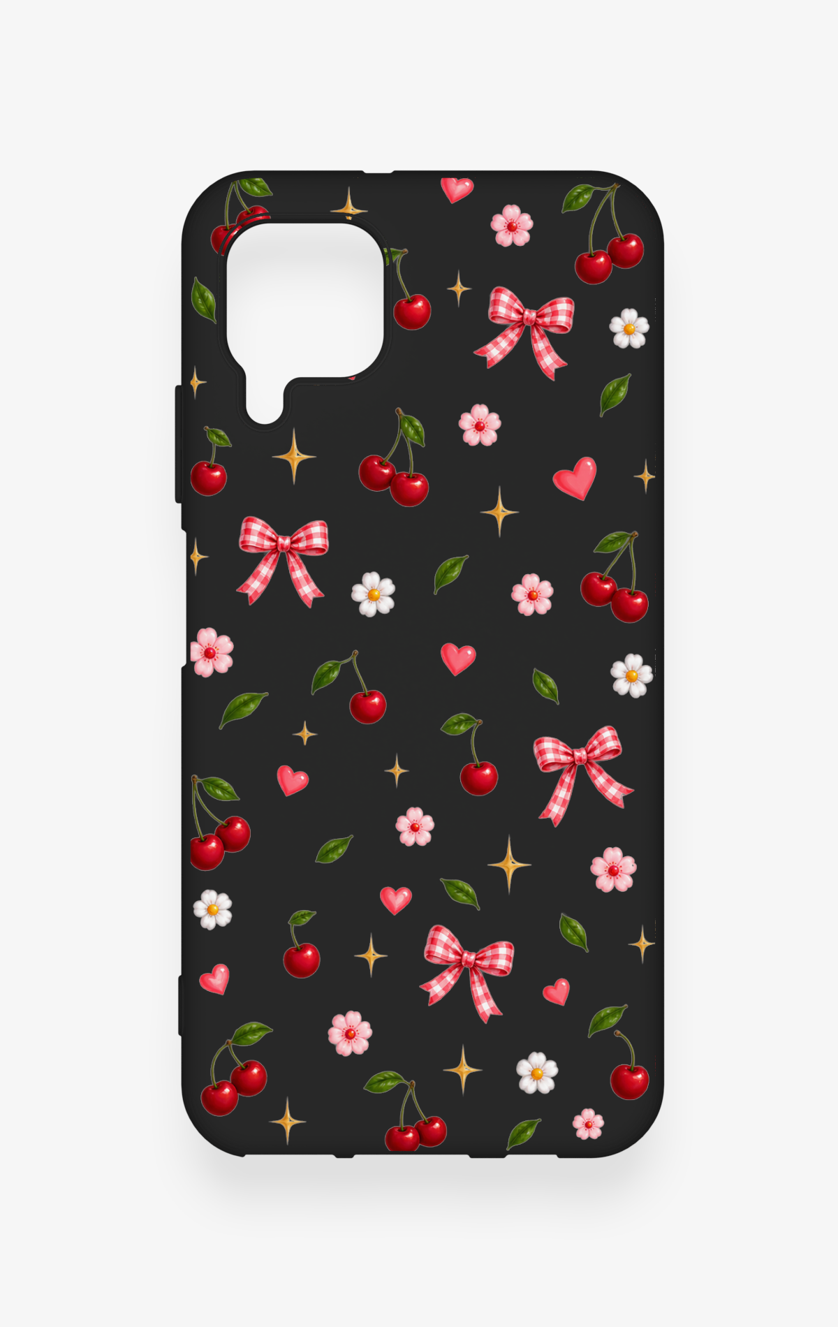 Huawei P40 Lite Uyumlu Papatya Kiraz Fiyonk Desenli Silikon Kılıf