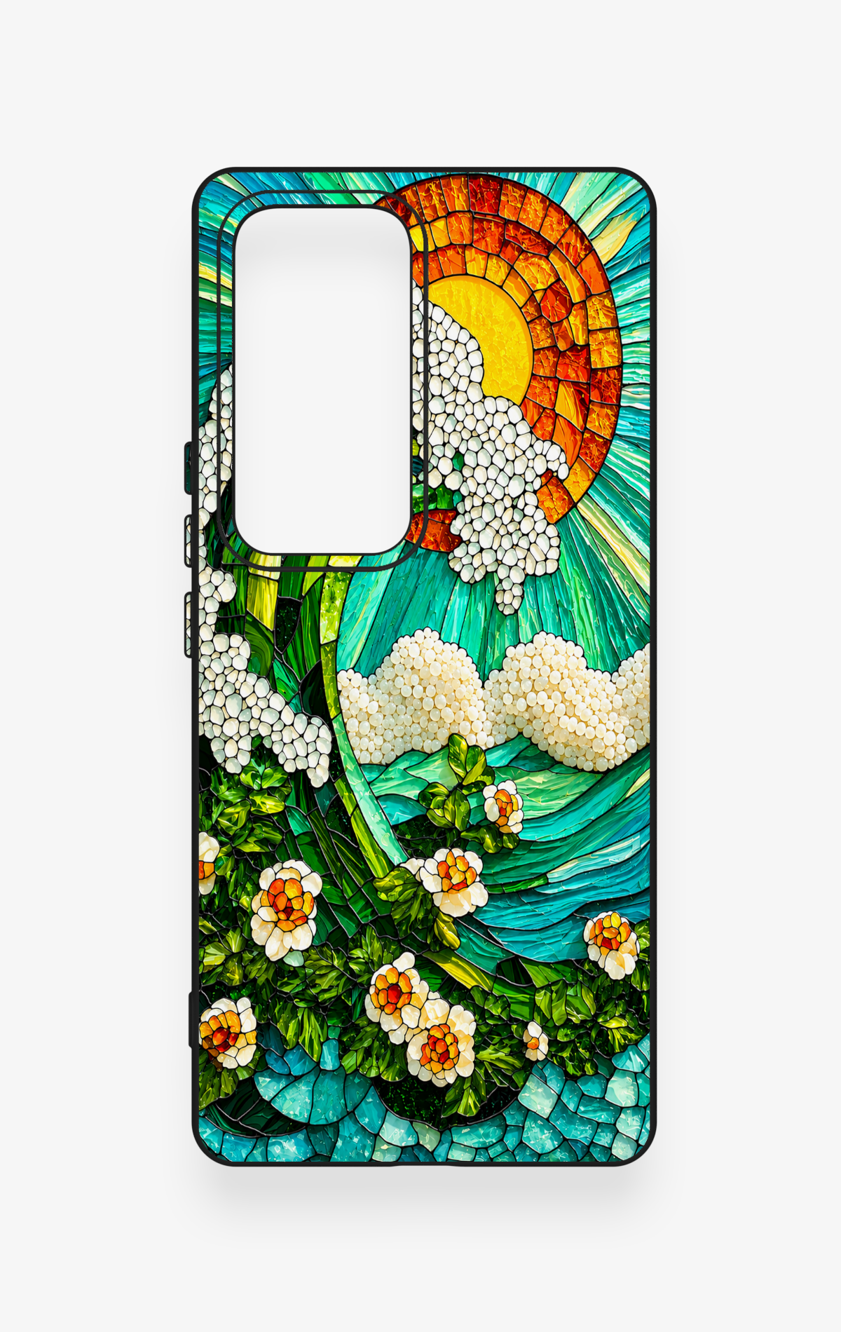 Vivo V30 Uyumlu Mozaik Okyanus Dalgası Desenli Silikon Kılıf