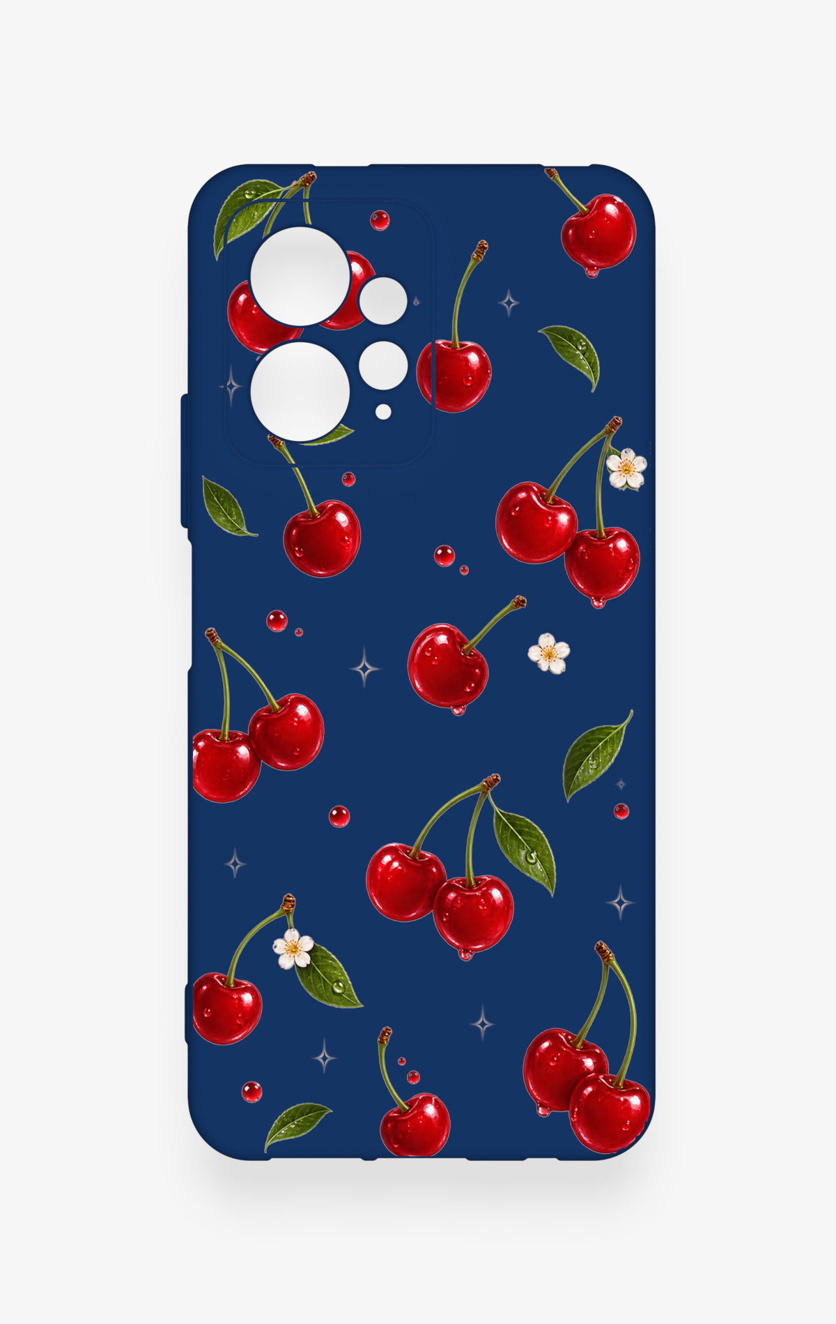 Redmi Note 12 4G Uyumlu Kiraz Papatya Desenli Silikon Kılıf
