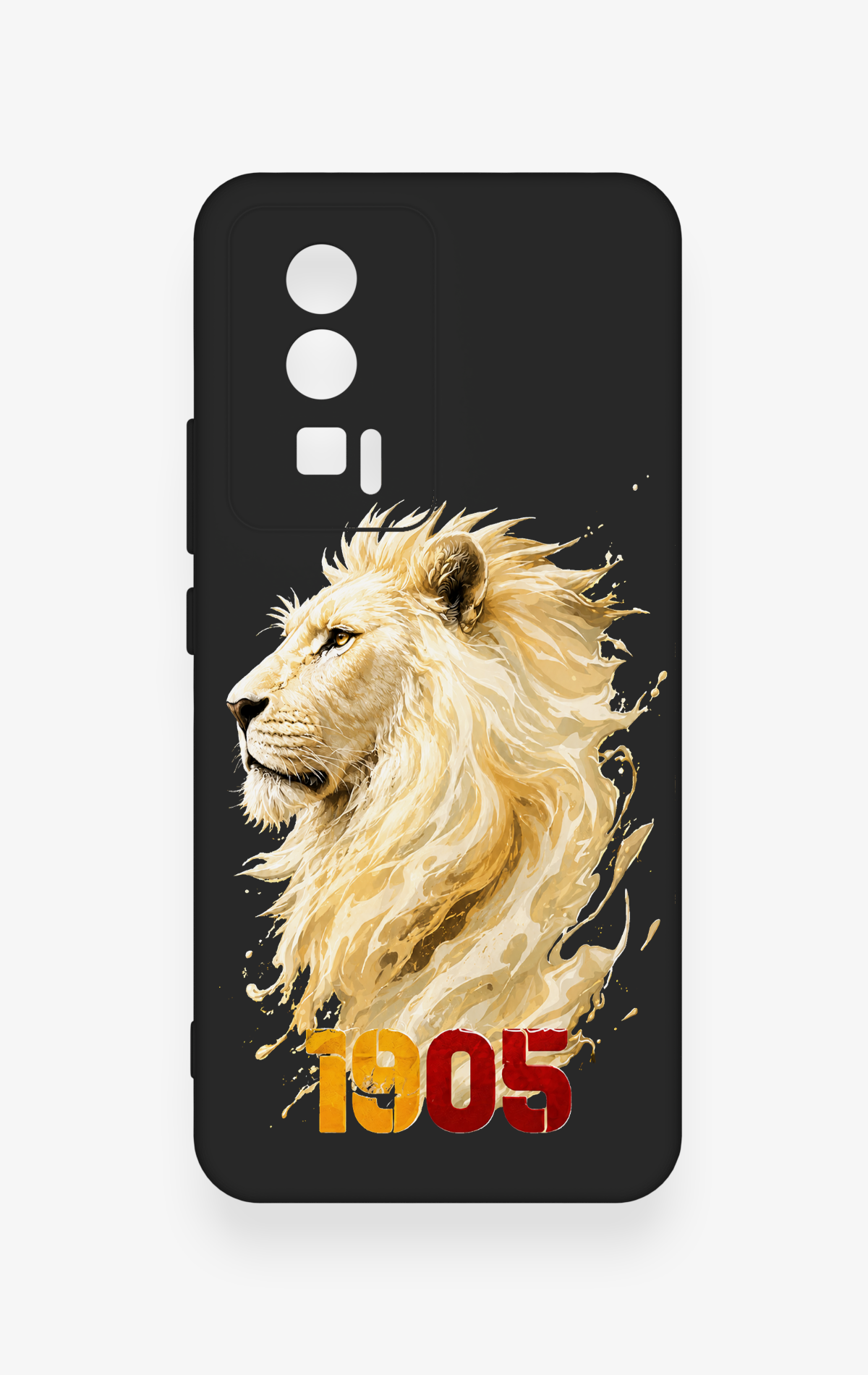 Poco F5 Pro Uyumlu Sarı Kırmızı 1905 Aslan Desenli Silikon Kılıf