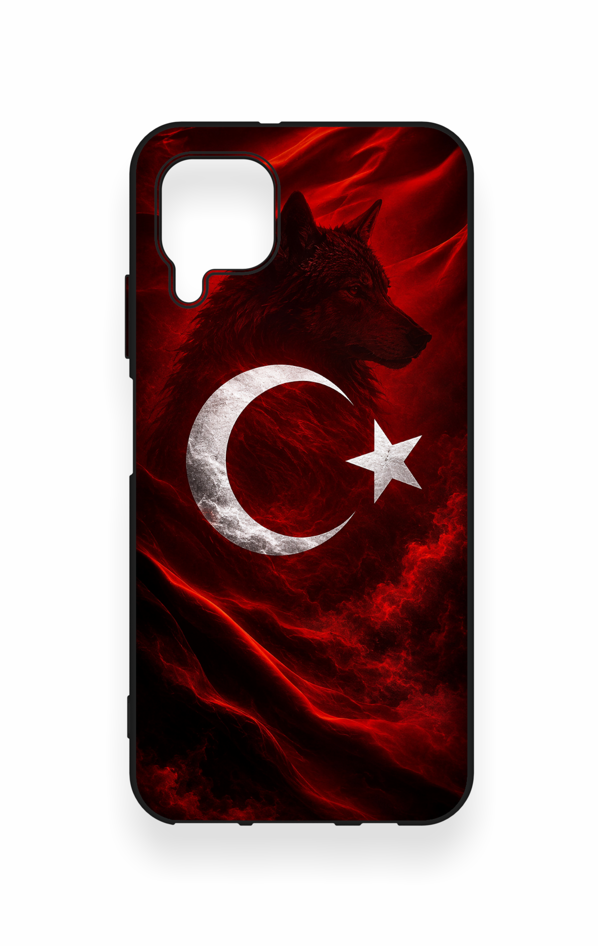 Huawei P40 Lite Uyumlu Kurt Türk Bayrağı Desenli Silikon Kılıf