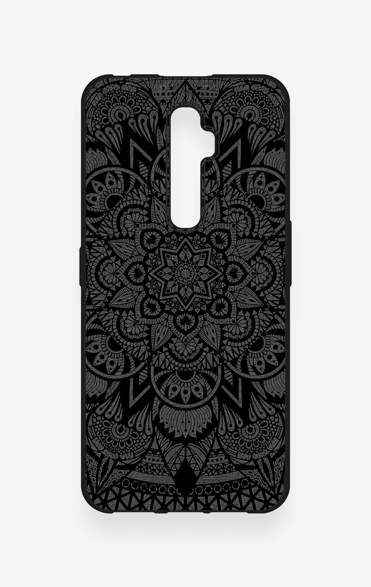 Oppo Reno 2Z Uyumlu Siyah Beyaz Mandala Desenli Silikon Kılıf