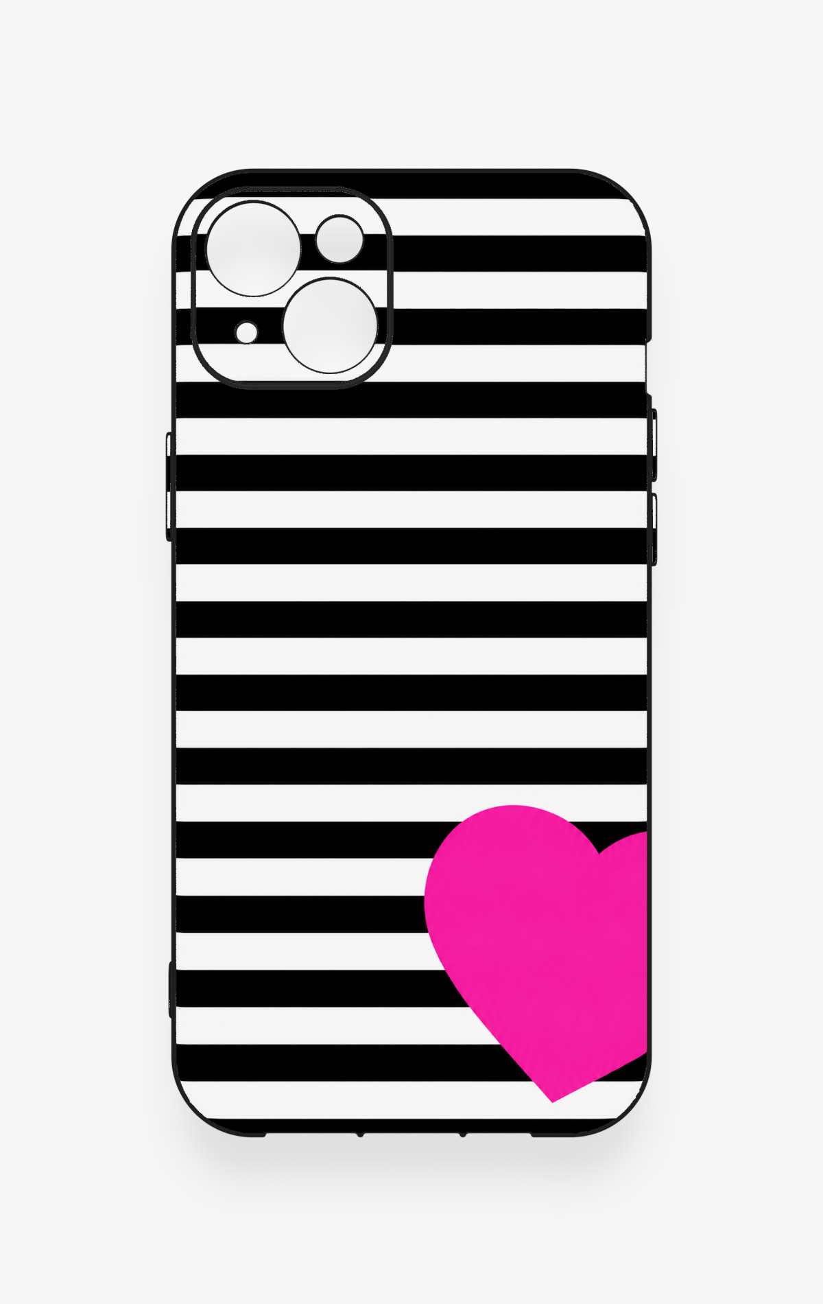 iPhone 14 Plus/15 Plus Uyumlu Çizgili Kalp Desenli Silikon Kılıf