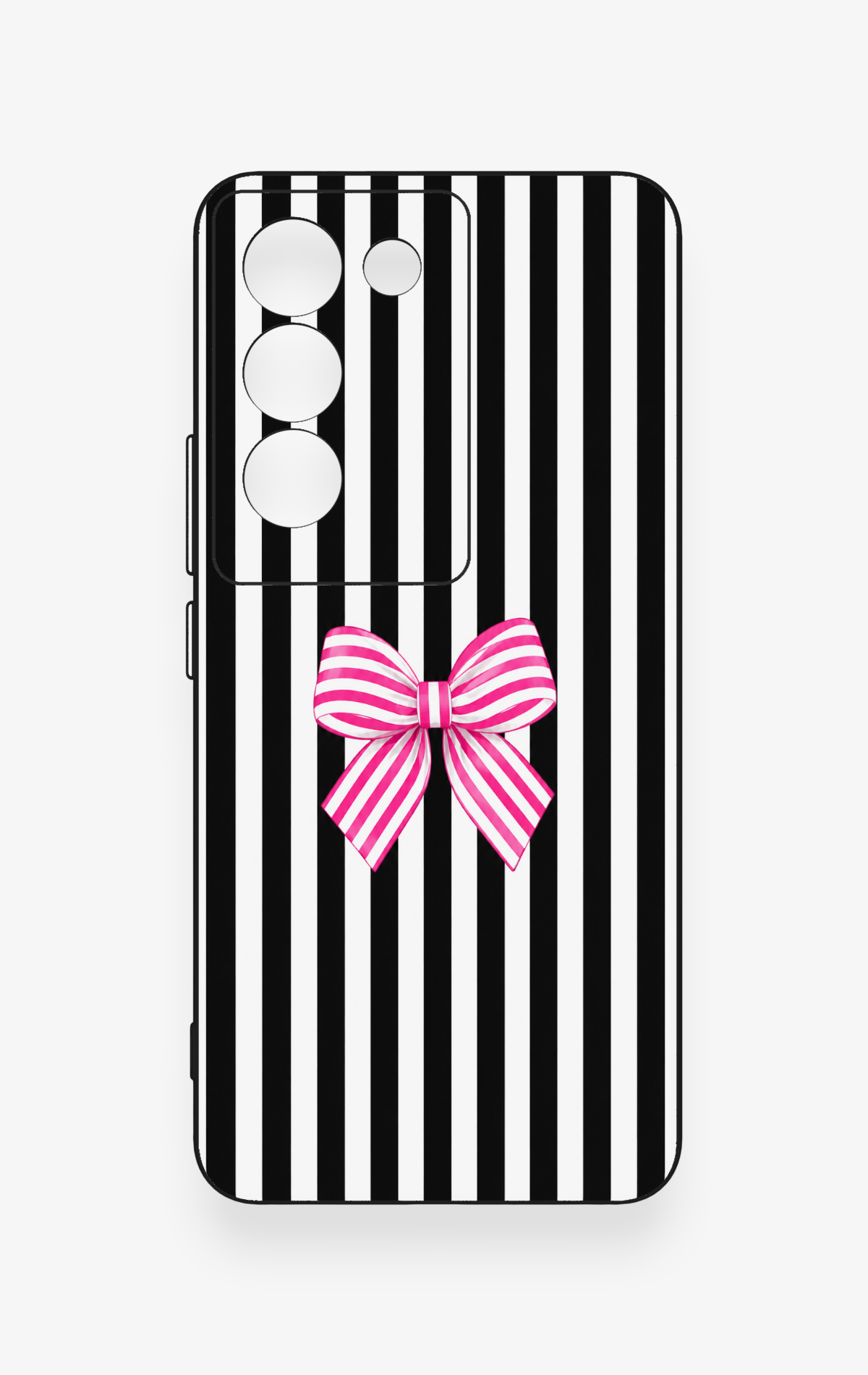 Vivo V30 Lite Uyumlu Pembe Beyaz Kurdele Desenli Silikon Kılıf