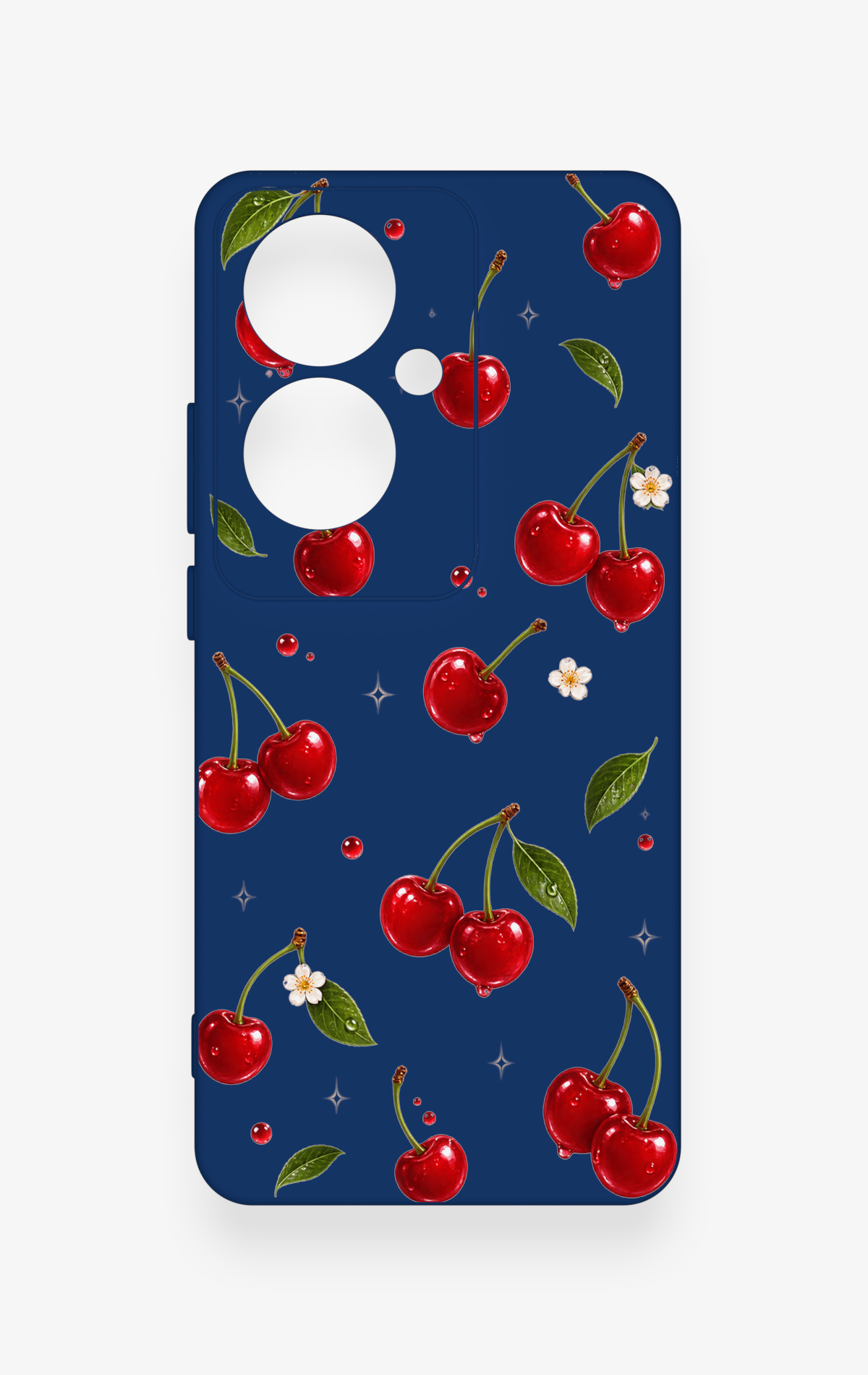 Oppo Reno 11F Uyumlu Kiraz Papatya Desenli Silikon Kılıf