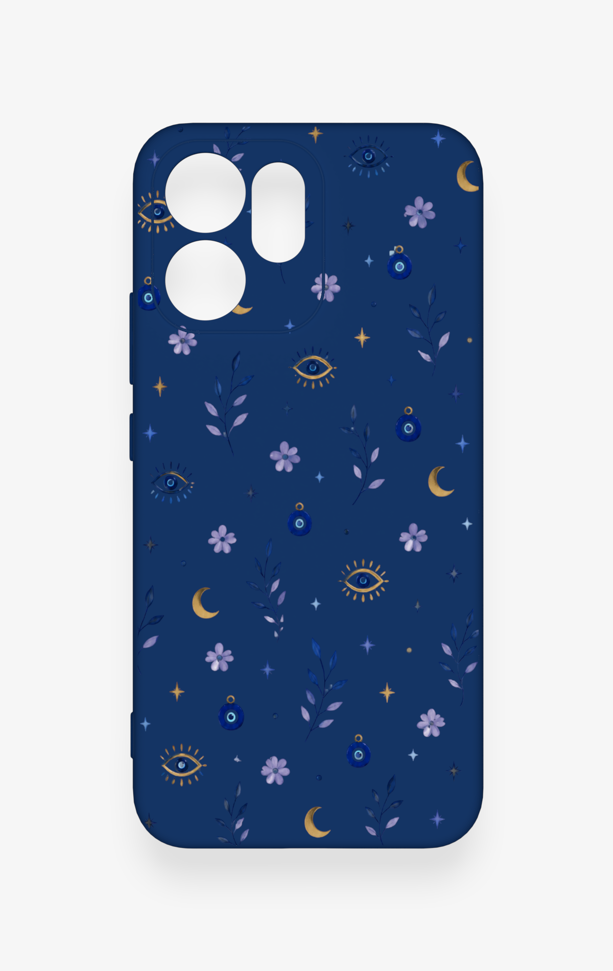 Oppo Reno 14F Uyumlu Mavi Nazar Papatya Desenli Silikon Kılıf