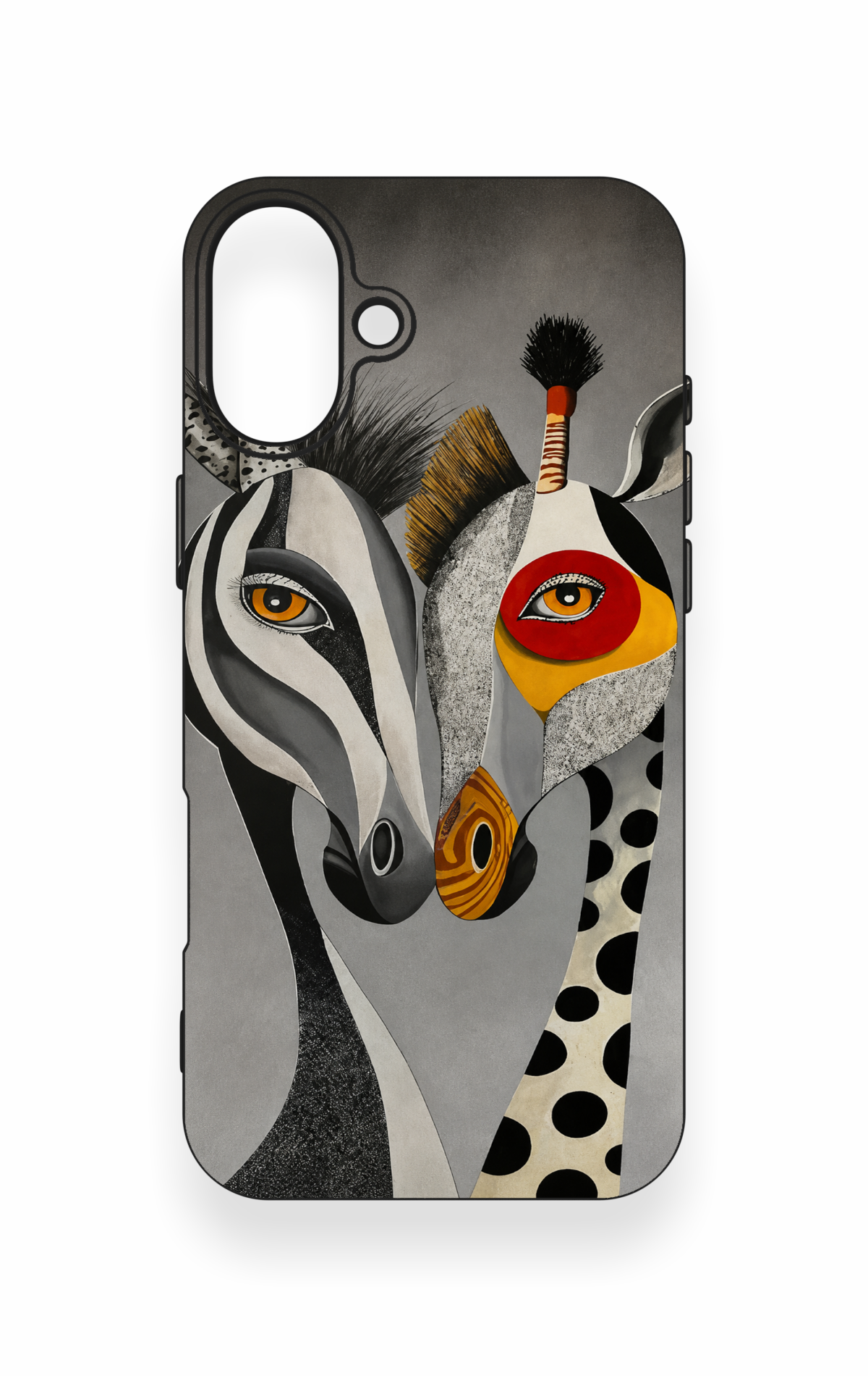 iPhone 16 Plus Uyumlu Zebra ve Zürafa Desenli Silikon Kılıf