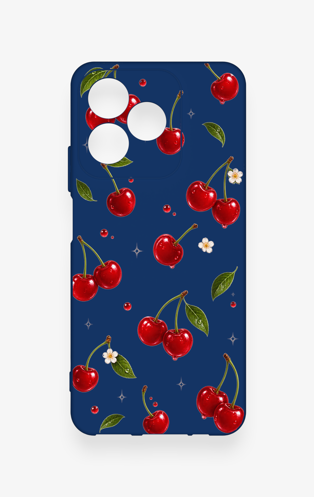 Realme C53 Uyumlu Kiraz Papatya Desenli Silikon Kılıf