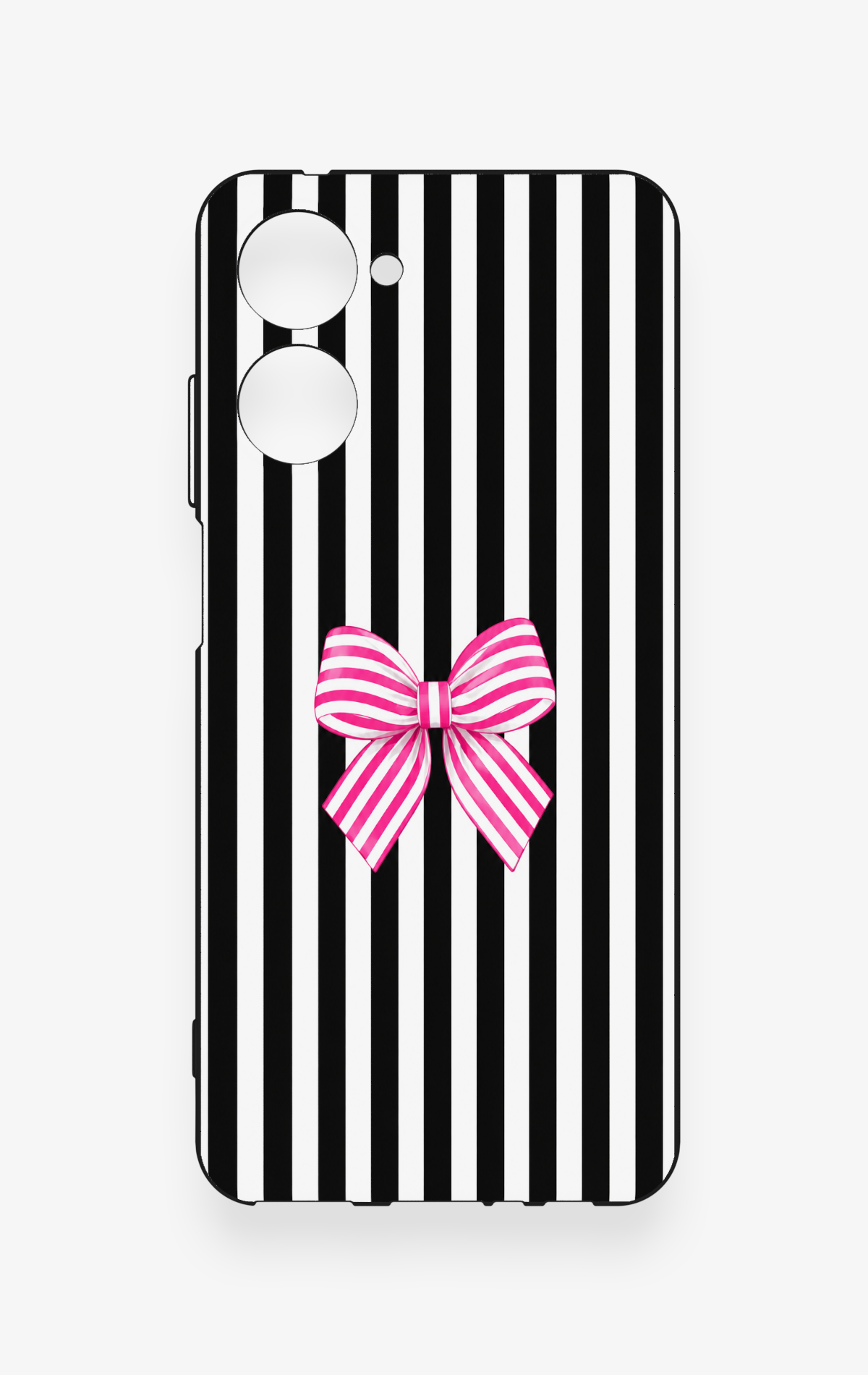 Realme 10 Uyumlu Pembe Beyaz Kurdele Desenli Silikon Kılıf