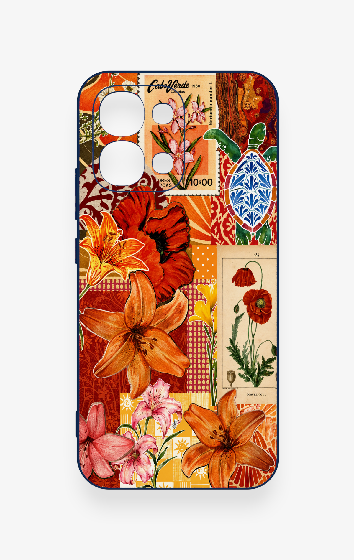 Oppo A6 Pro Uyumlu Turuncu Zambak Desenli Silikon Kılıf