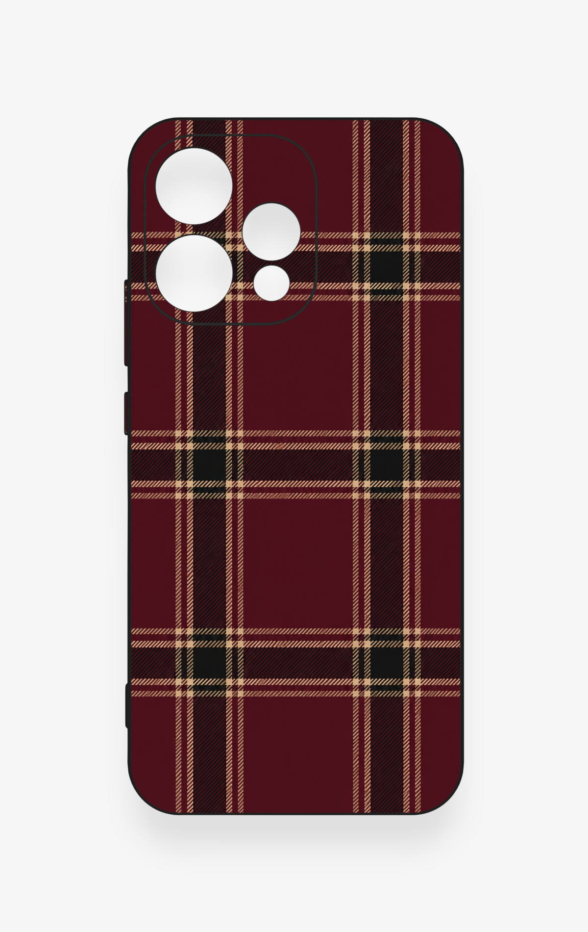 Oppo Reno 15 5G Uyumlu Bordo Siyah Ekose Desenli Silikon Kılıf