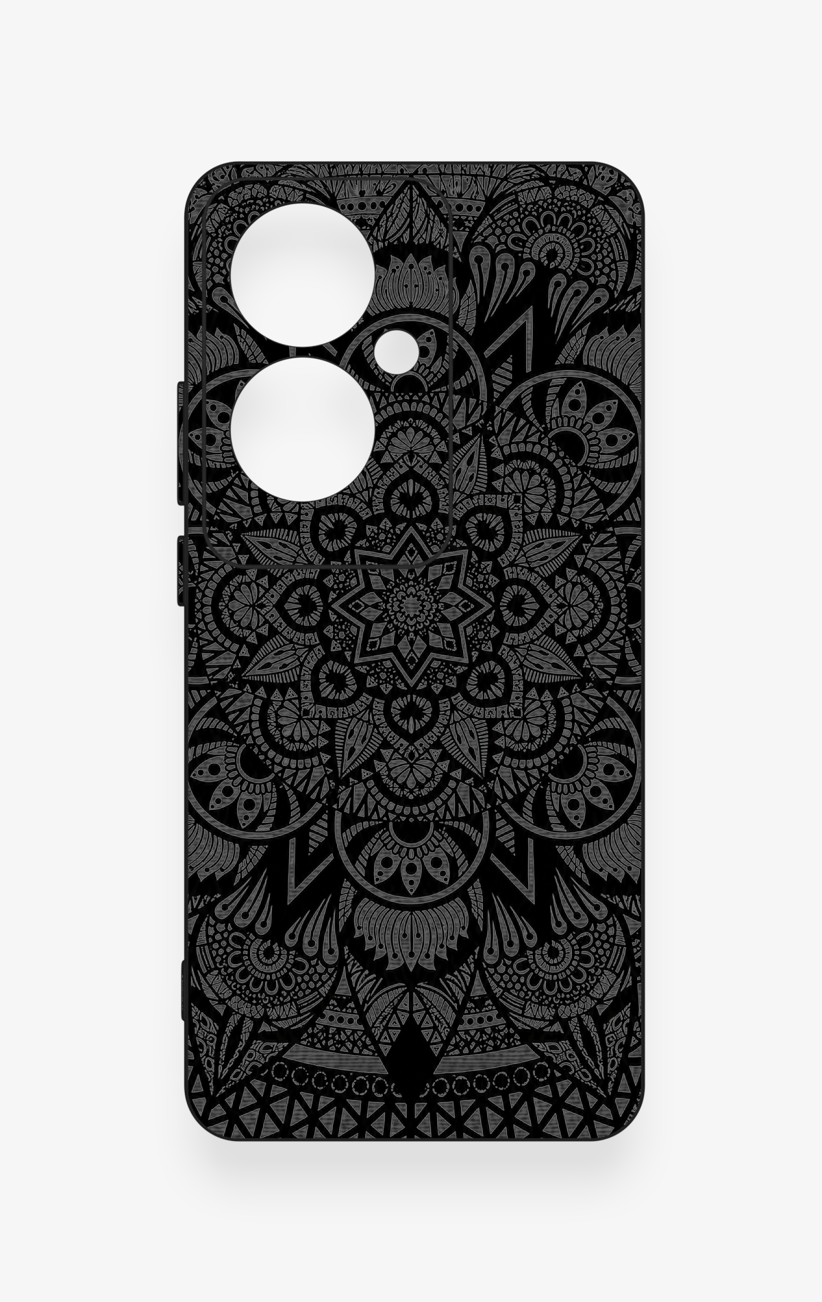 Oppo Reno 11F Uyumlu Siyah Beyaz Mandala Desenli Silikon Kılıf