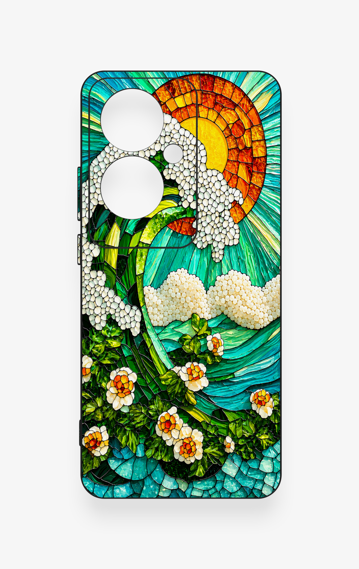 Oppo Reno 11F Uyumlu Mozaik Okyanus Dalgası Desenli Silikon Kılıf
