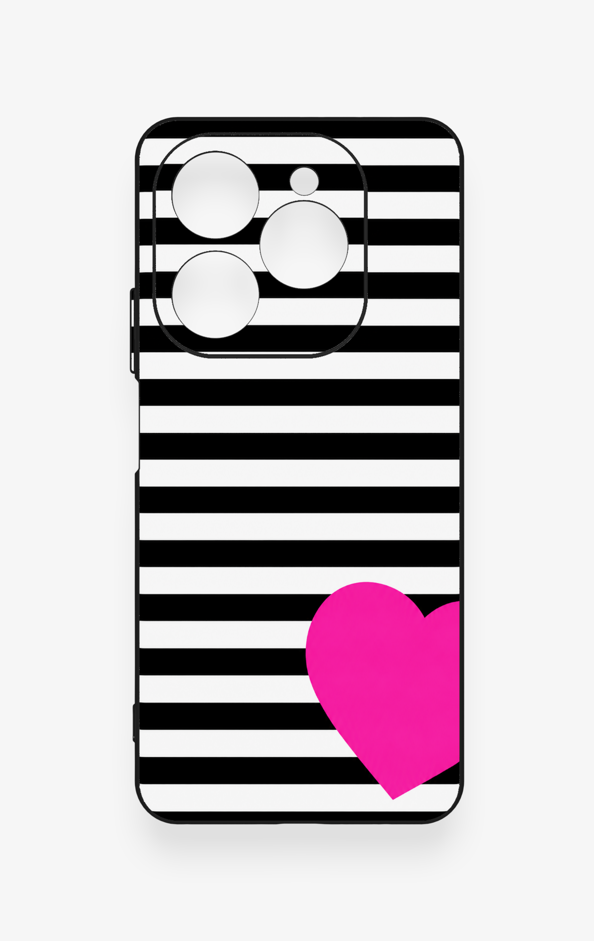 Tecno Spark 20 Pro Uyumlu Çizgili Kalp Desenli Silikon Kılıf