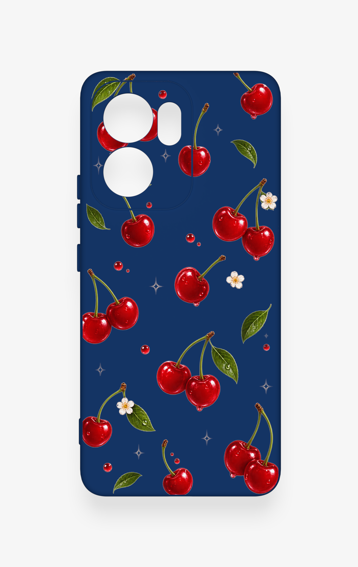 Oppo Reno 13F Uyumlu Kiraz Papatya Desenli Silikon Kılıf
