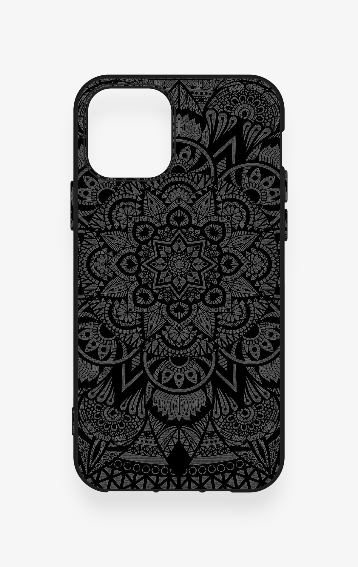 iPhone 11 Pro Uyumlu Siyah Beyaz Mandala Desenli Silikon Kılıf