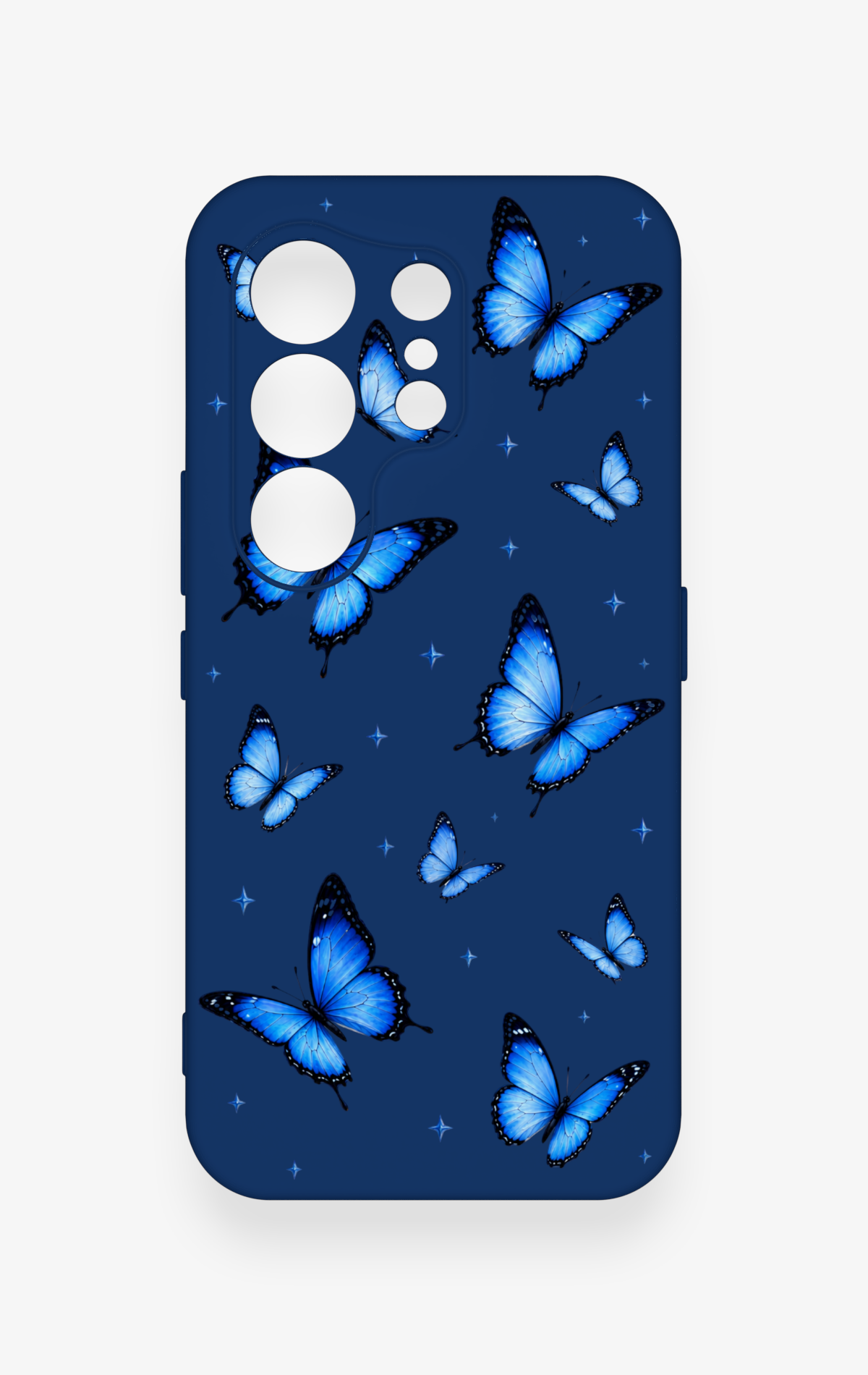 Tecno Camon 50 4G Uyumlu Parlak Mavi Kelebek Desenli Silikon Kılıf
