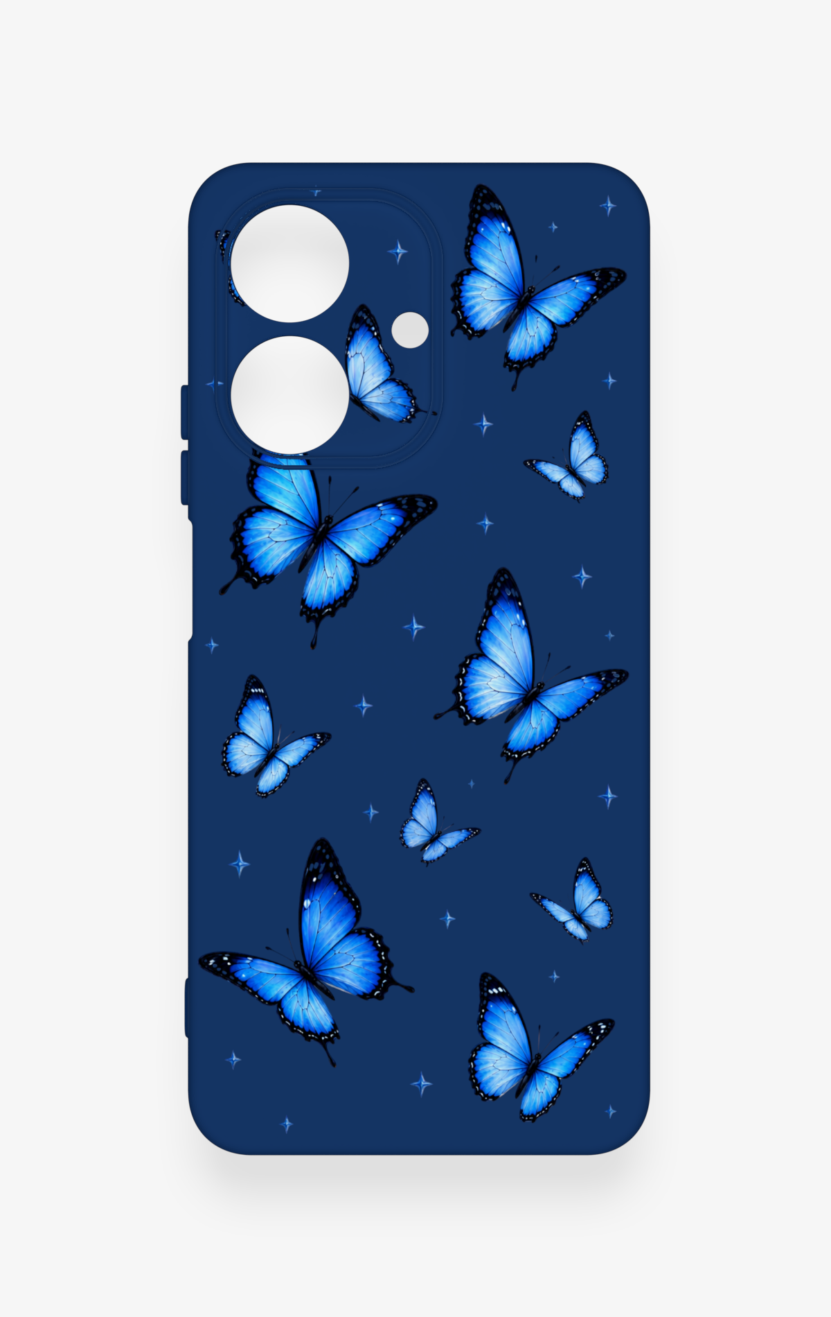 Realme Note 60 Uyumlu Parlak Mavi Kelebek Desenli Silikon Kılıf