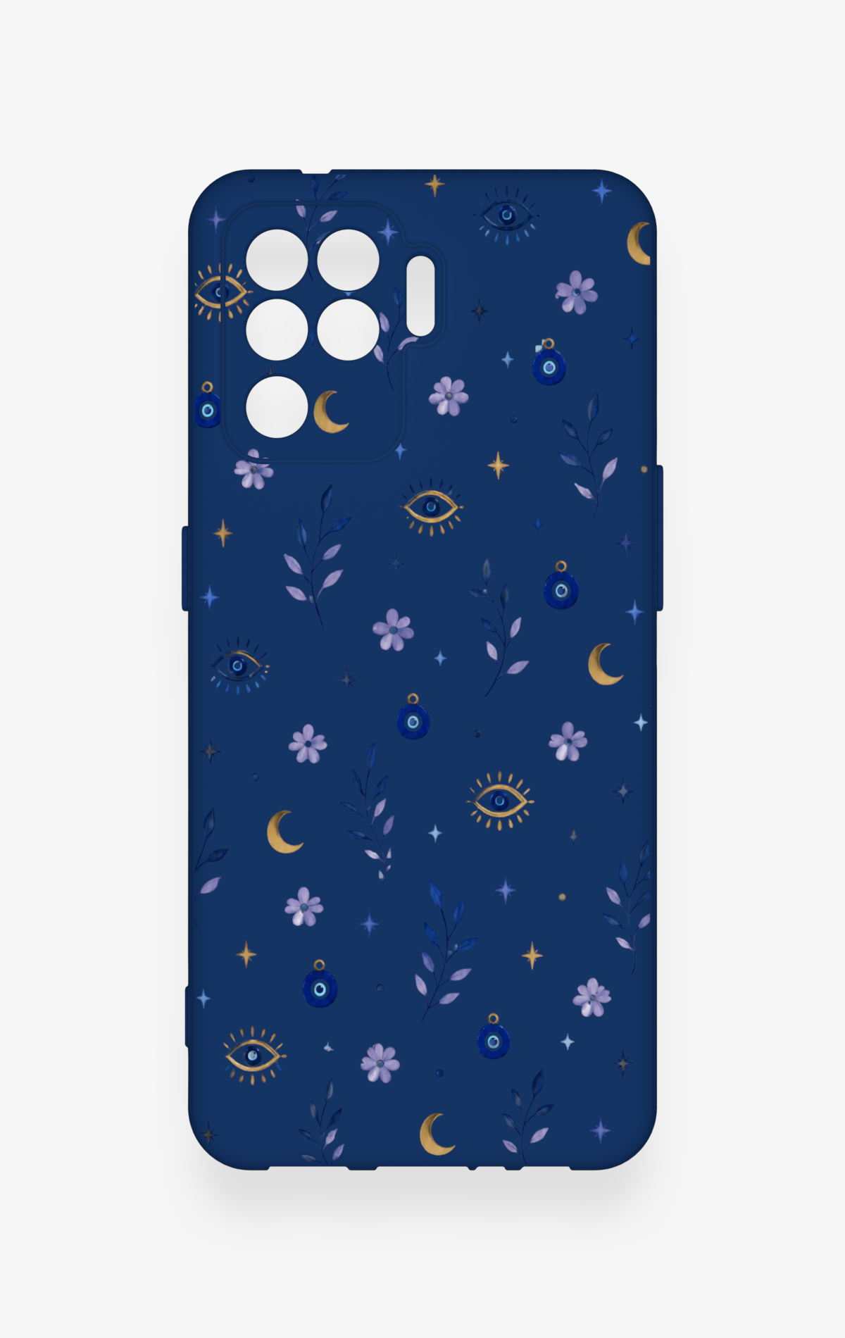 Oppo Reno 5 Lite Uyumlu Mavi Nazar Papatya Desenli Silikon Kılıf