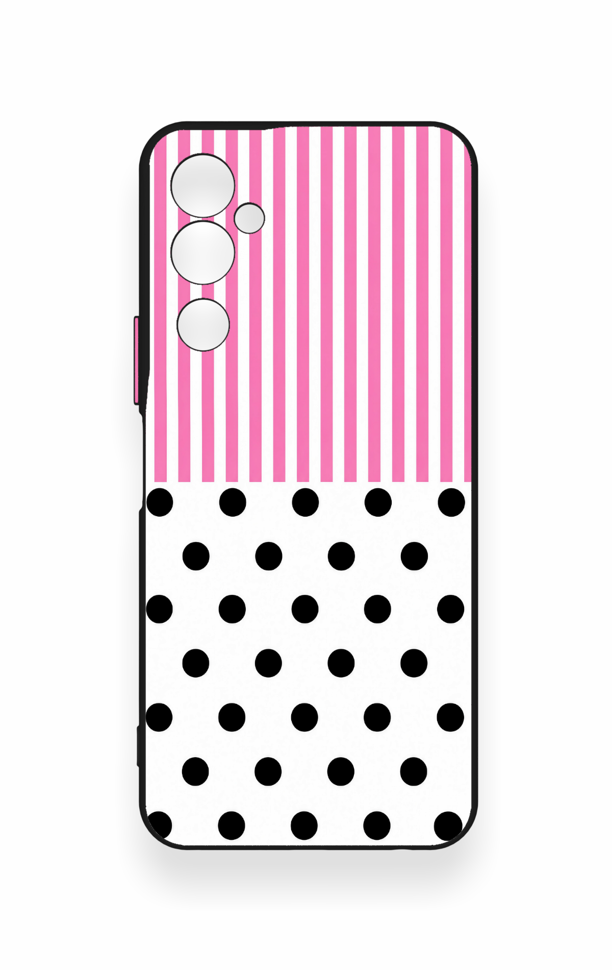 Tecno Pova Neo 2 Uyumlu Pembe Çizgili Puantiye Desenli Silikon Kılıf