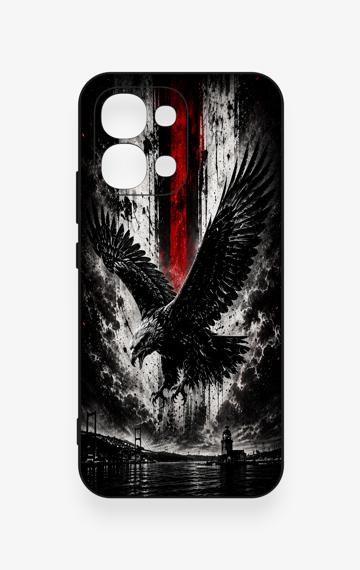 Oppo A6 Pro Uyumlu Kara Kartal Desenli Silikon Kılıf