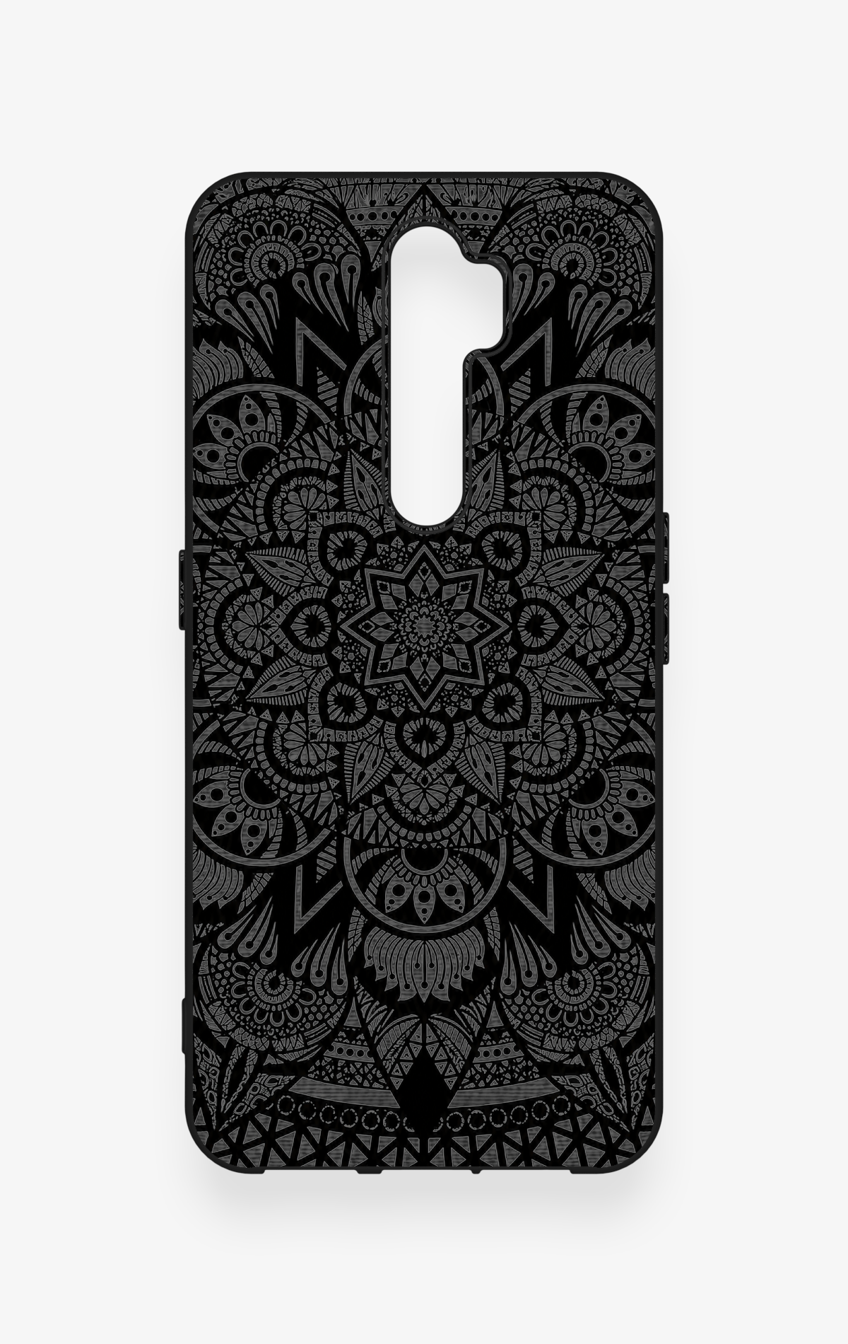 Oppo A5 2020 Uyumlu Siyah Beyaz Mandala Desenli Silikon Kılıf