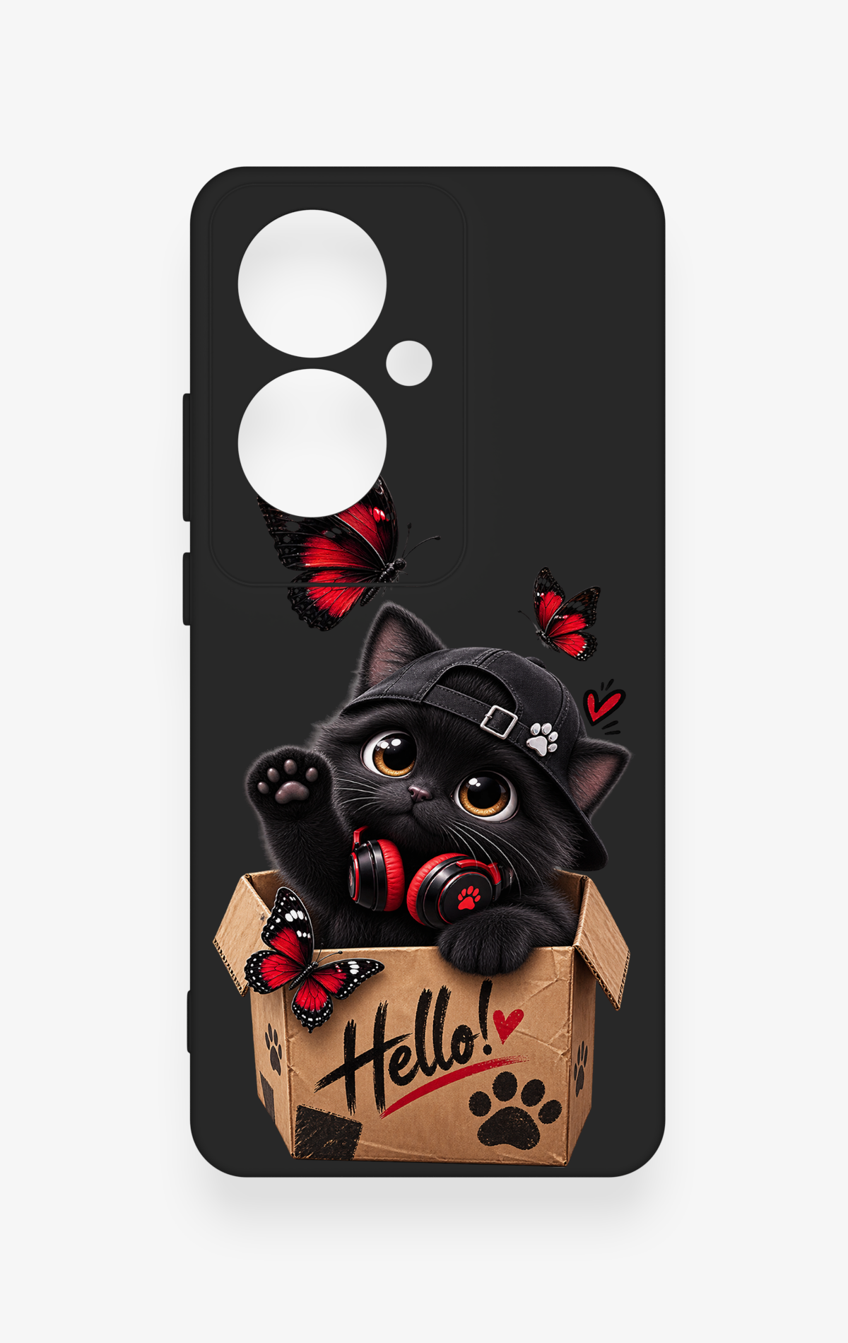 Oppo Reno 11F Uyumlu Hello Cat Desenli Silikon Kılıf