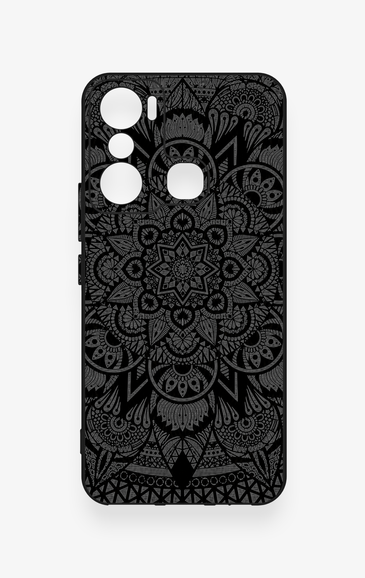 İnfinix Hot 20i Uyumlu Siyah Beyaz Mandala Desenli Silikon Kılıf