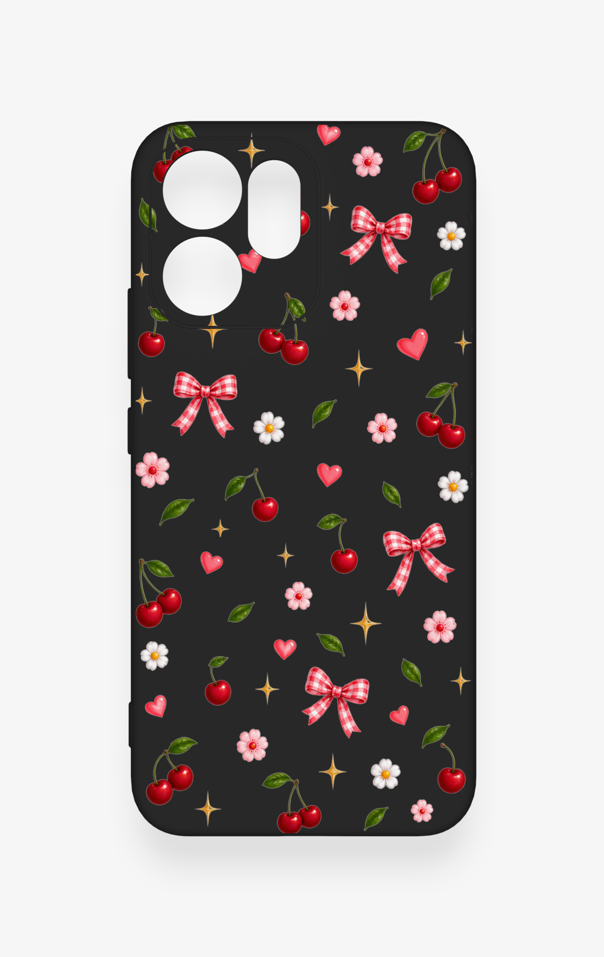 Oppo Reno 14F Uyumlu Papatya Kiraz Fiyonk Desenli Silikon Kılıf