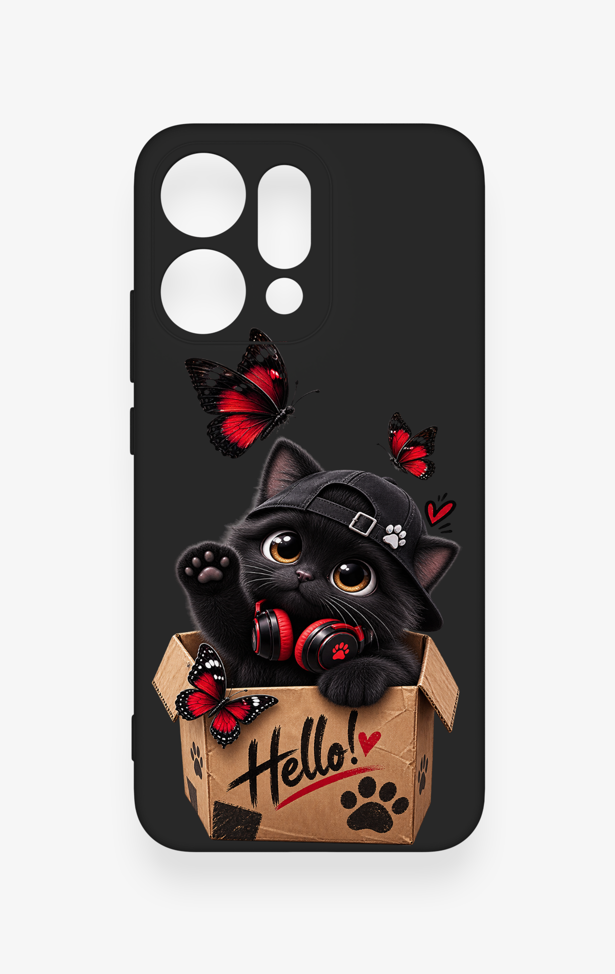 Oppo Reno 14 Uyumlu Hello Cat Desenli Silikon Kılıf