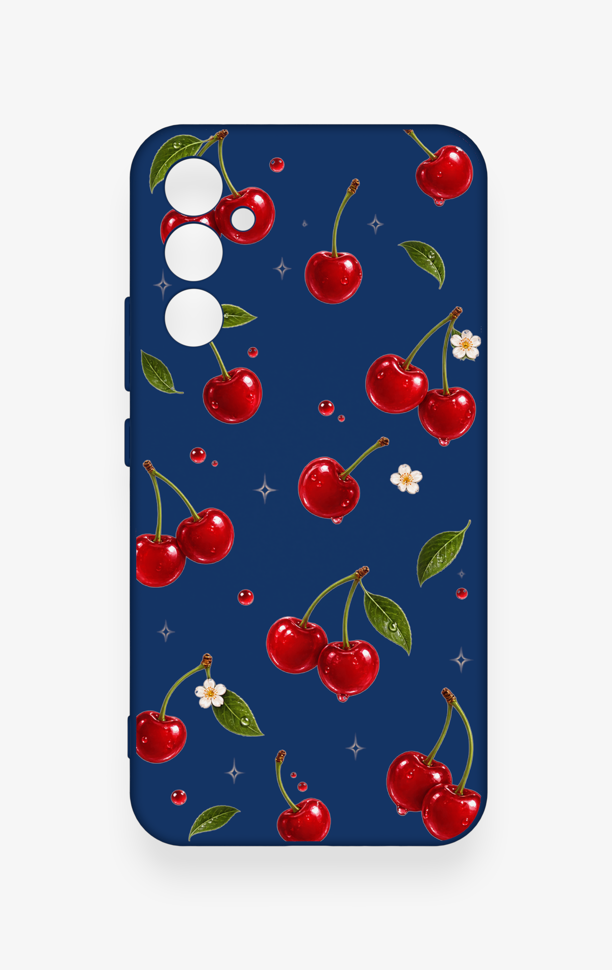 Samsung A34 Uyumlu Kiraz Papatya Desenli Silikon Kılıf