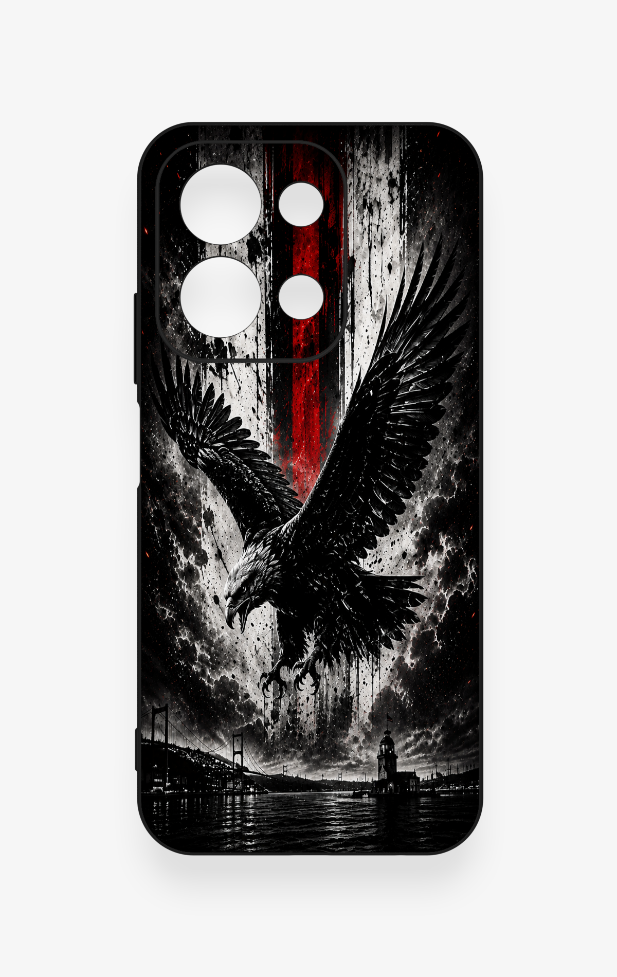 Redmi 15C 4G Uyumlu Kara Kartal Desenli Silikon Kılıf