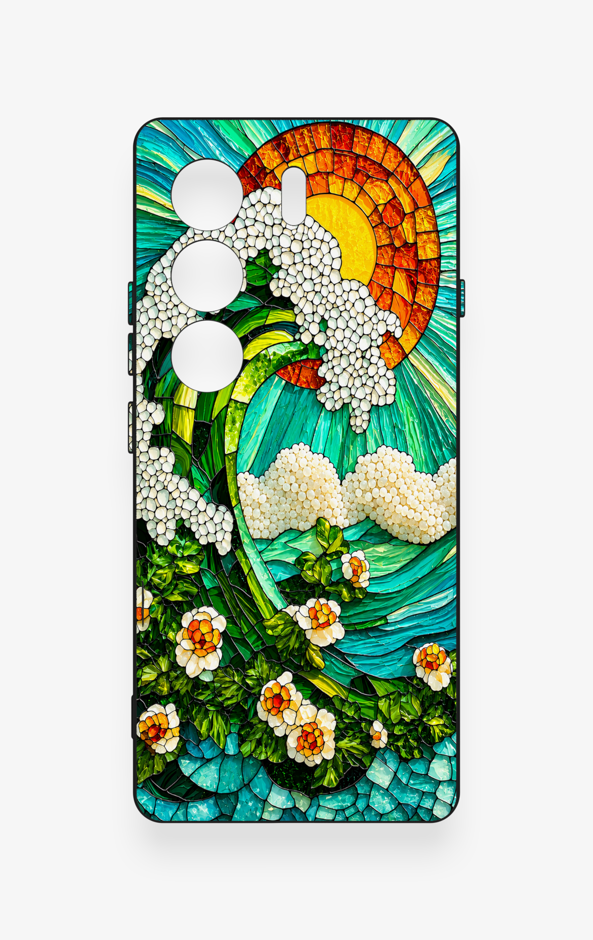 Tecno Camon 40 4G Uyumlu Mozaik Okyanus Dalgası Desenli Silikon Kılıf