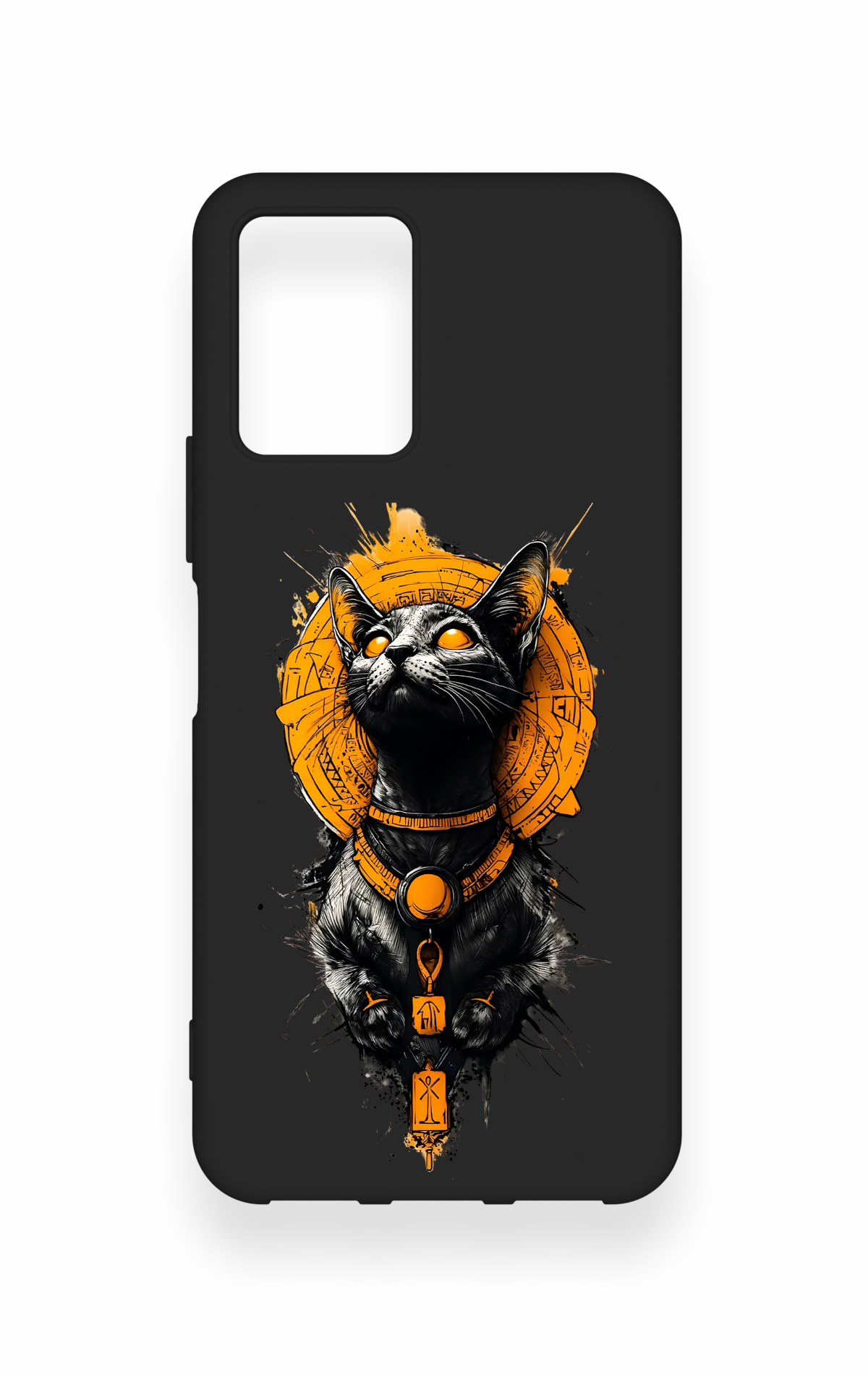 Vivo Y33S Uyumlu Mısırlı Kedi Tanrısı Desenli Silikon Kılıf