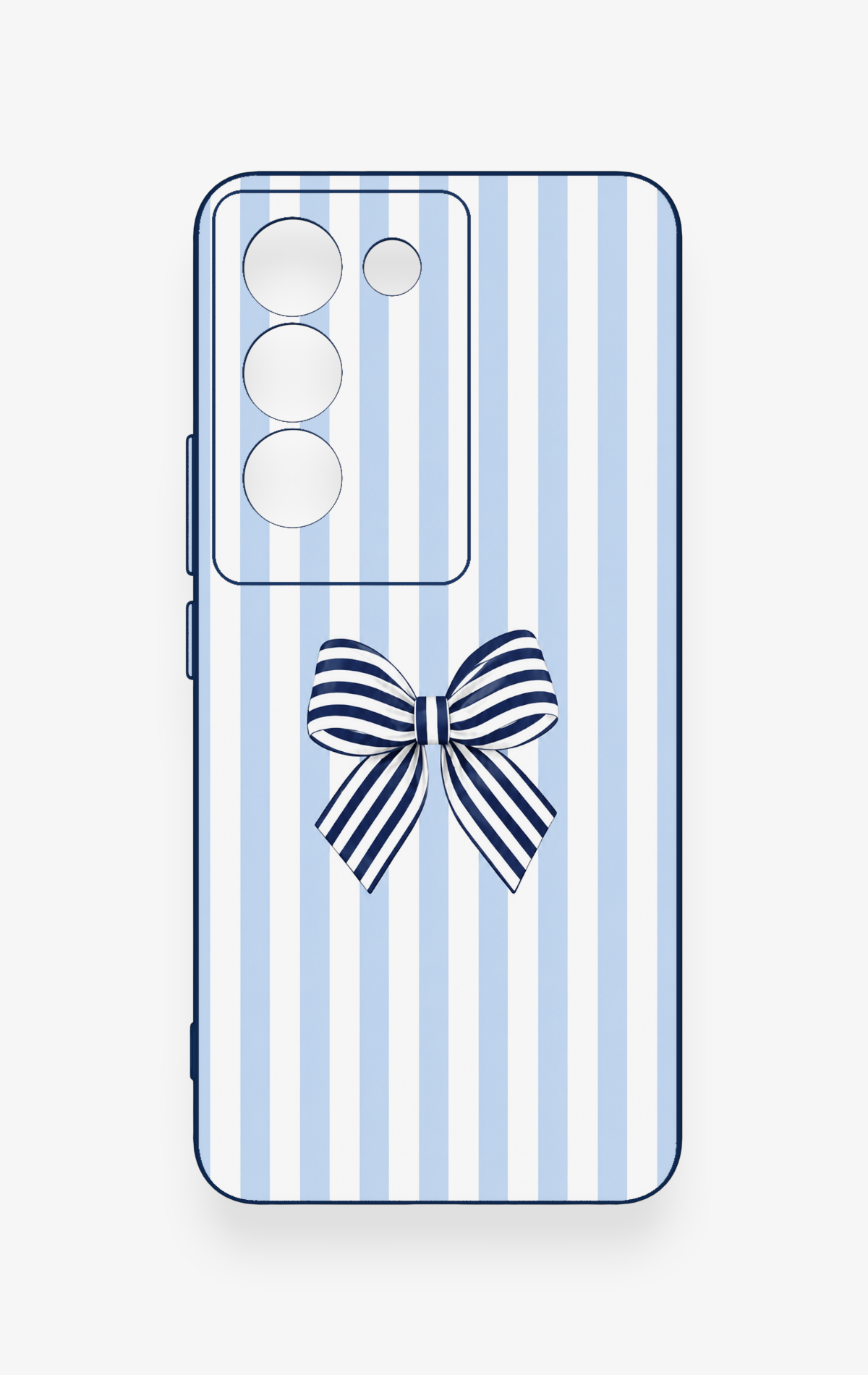 Vivo V30 Lite Uyumlu Mavi Beyaz Kurdele Desenli Silikon Kılıf