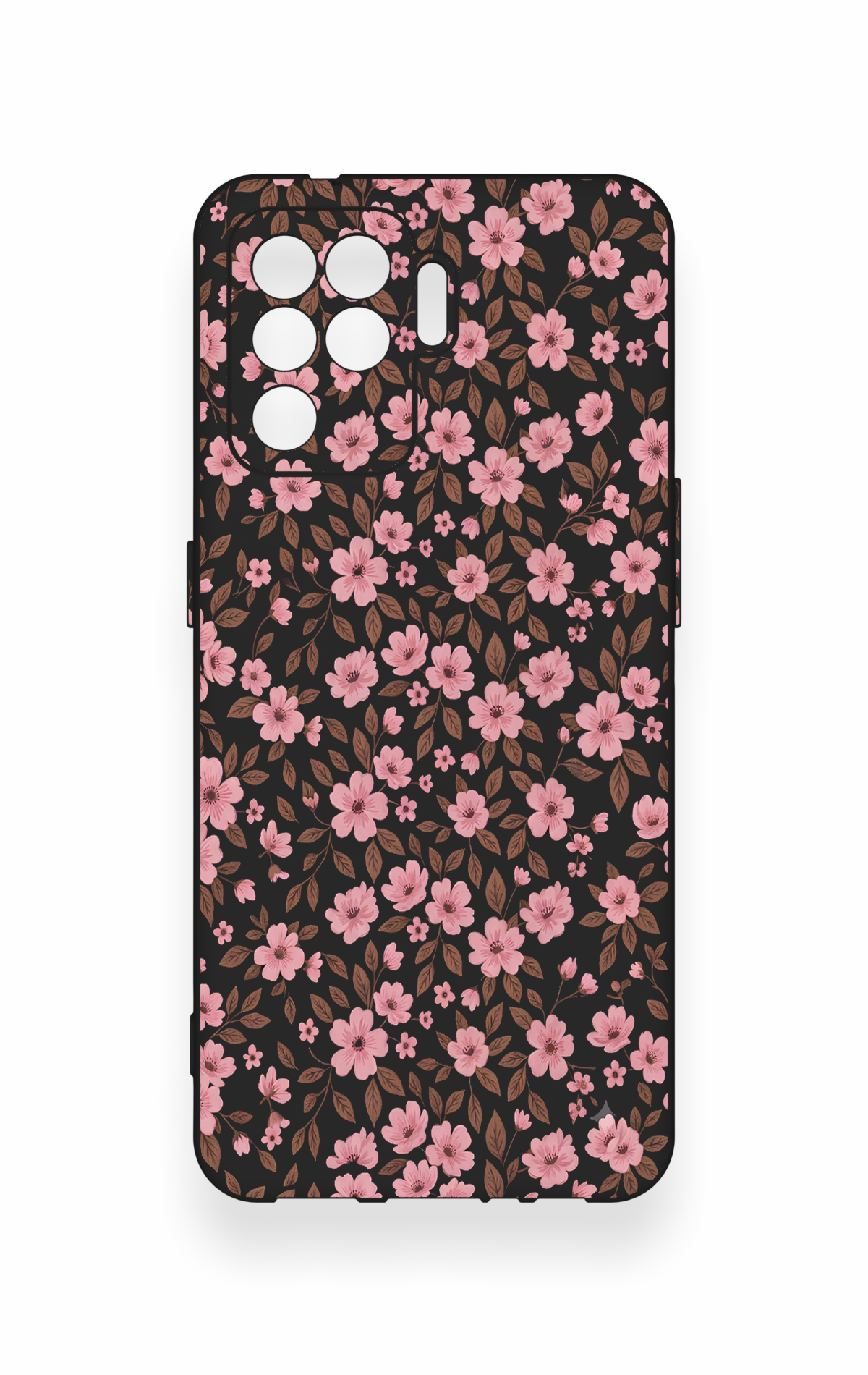 Oppo Reno 5 Lite Uyumlu Mini Pembe Çiçek Desenli Silikon Kılıf
