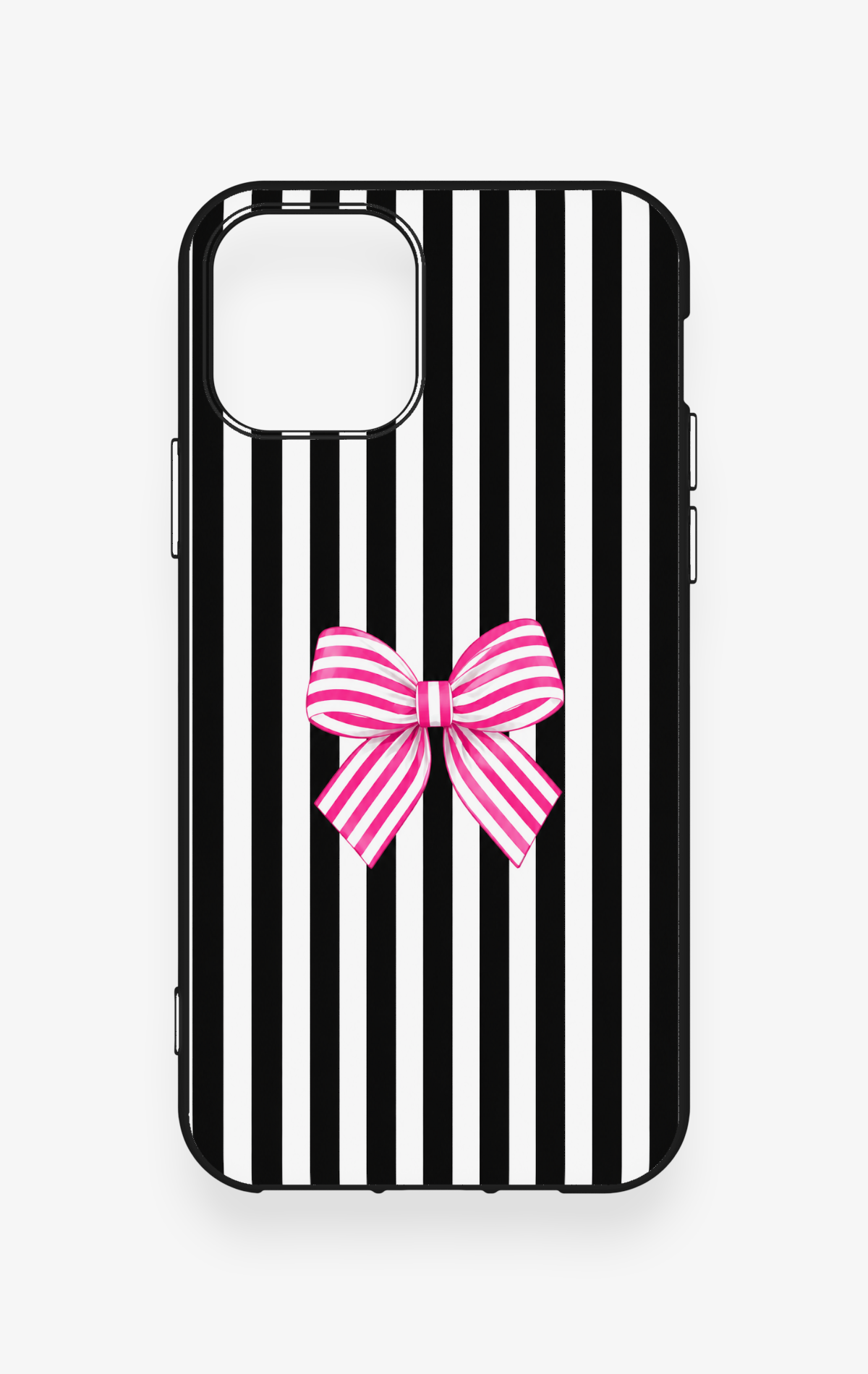 iPhone 11 Pro Uyumlu Pembe Beyaz Kurdele Desenli Silikon Kılıf