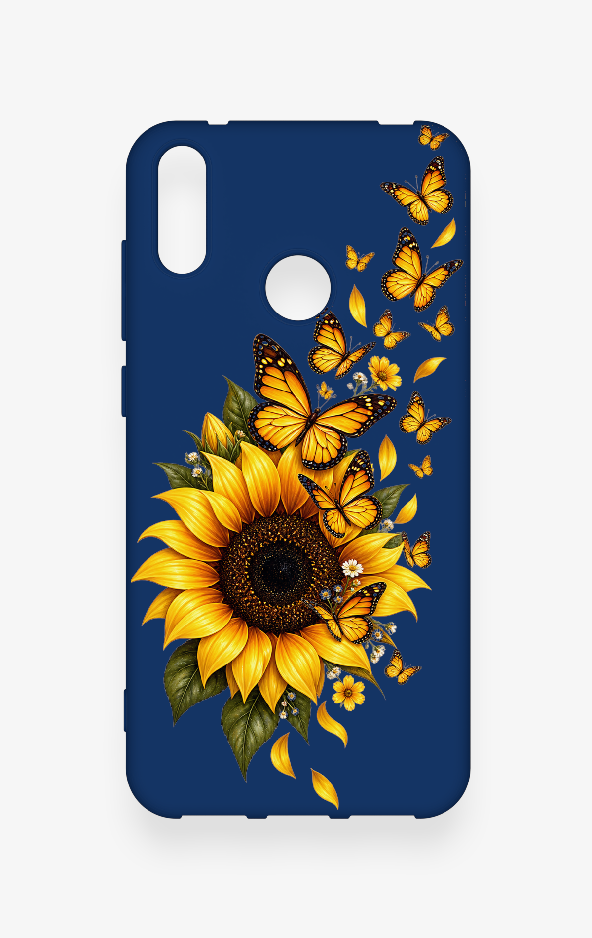 Huawei Y7 2019 Uyumlu Ayçiçeği Desenli Silikon Kılıf