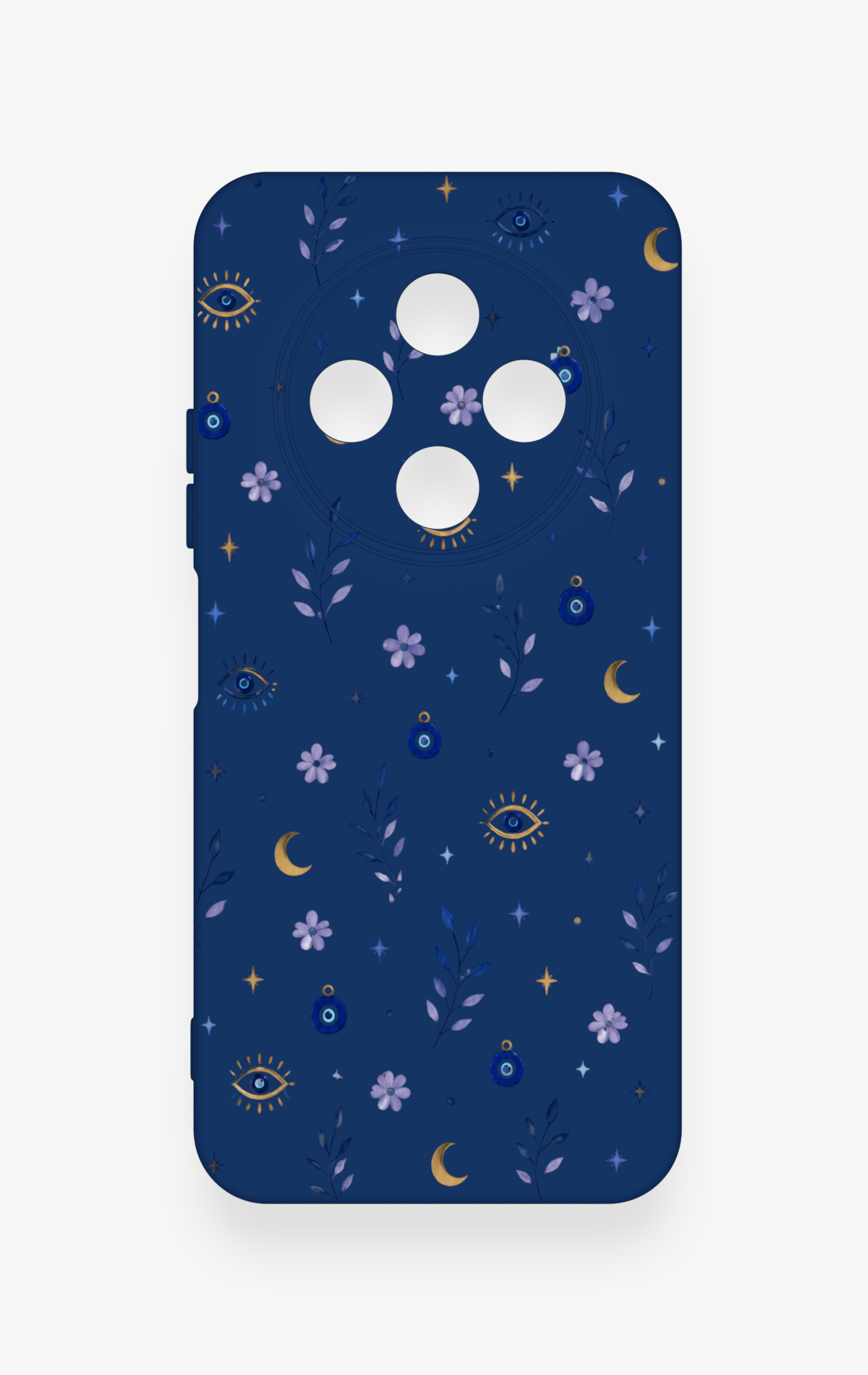 Tecno Spark 30C Uyumlu Mavi Nazar Papatya Desenli Silikon Kılıf