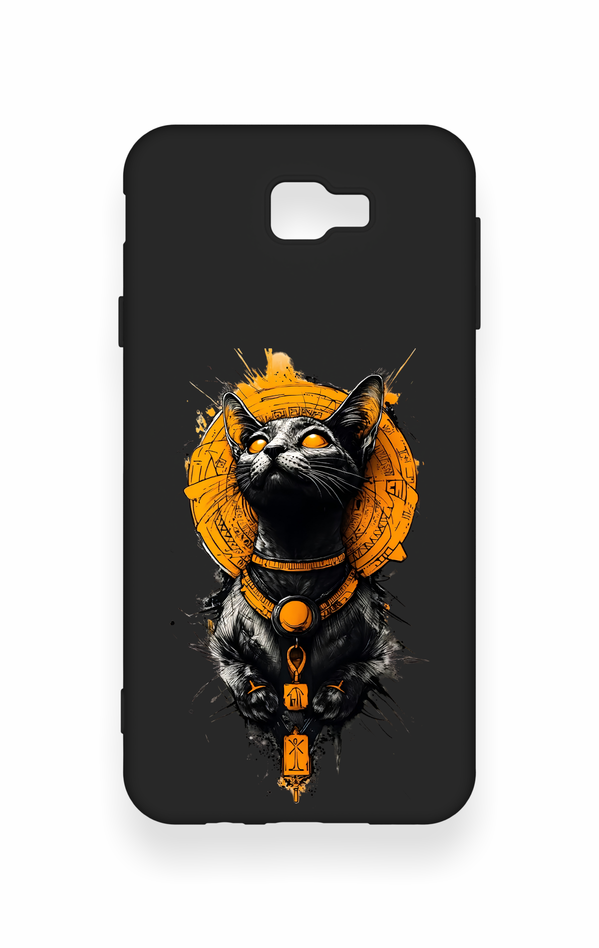 Samsung J7 Prime Uyumlu Mısırlı Kedi Tanrısı Desenli Silikon Kılıf