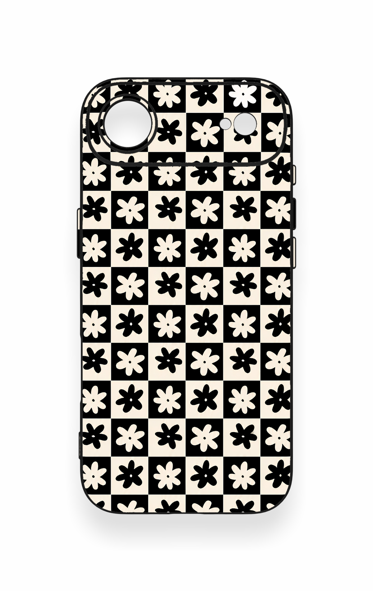 iPhone 17 Air Uyumlu Çiçek Motifli Dama Desenli Silikon Kılıf