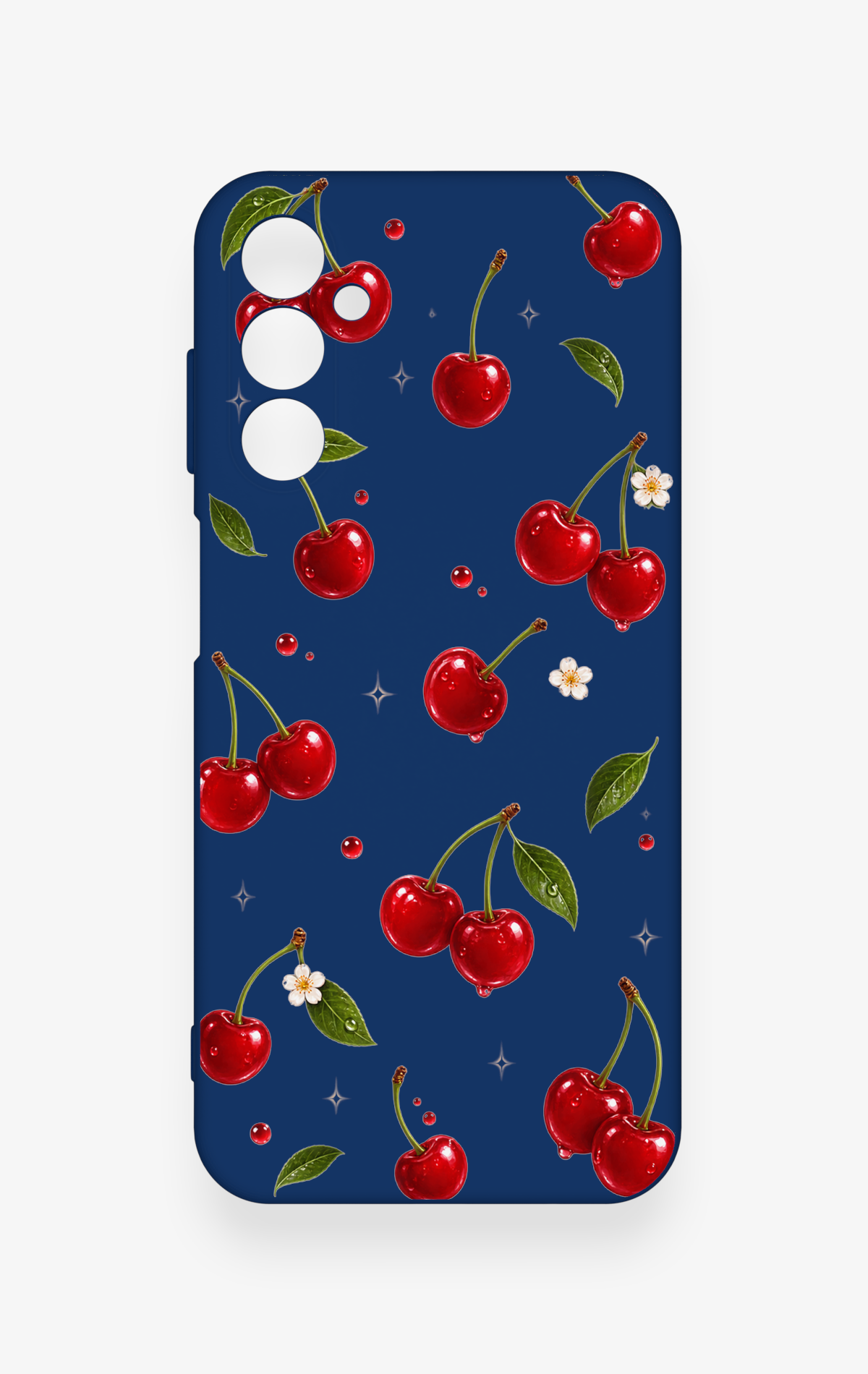 Samsung M14 Uyumlu Kiraz Papatya Desenli Silikon Kılıf