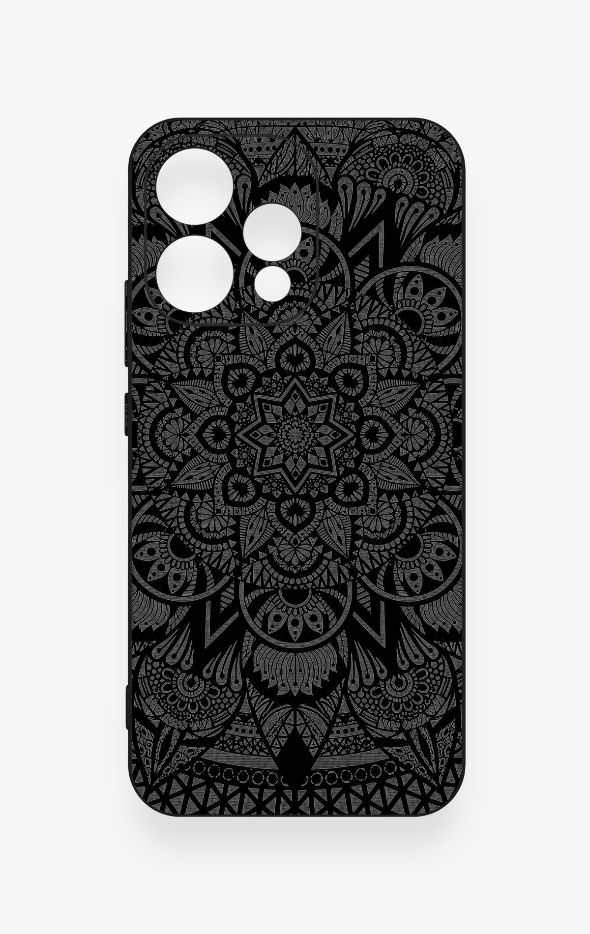 Oppo Reno 15 5G Uyumlu Siyah Beyaz Mandala Desenli Silikon Kılıf