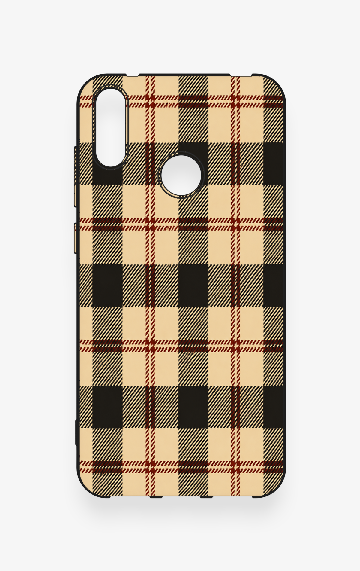Huawei Y7 2019 Uyumlu Krem Ekose Desenli Silikon Kılıf