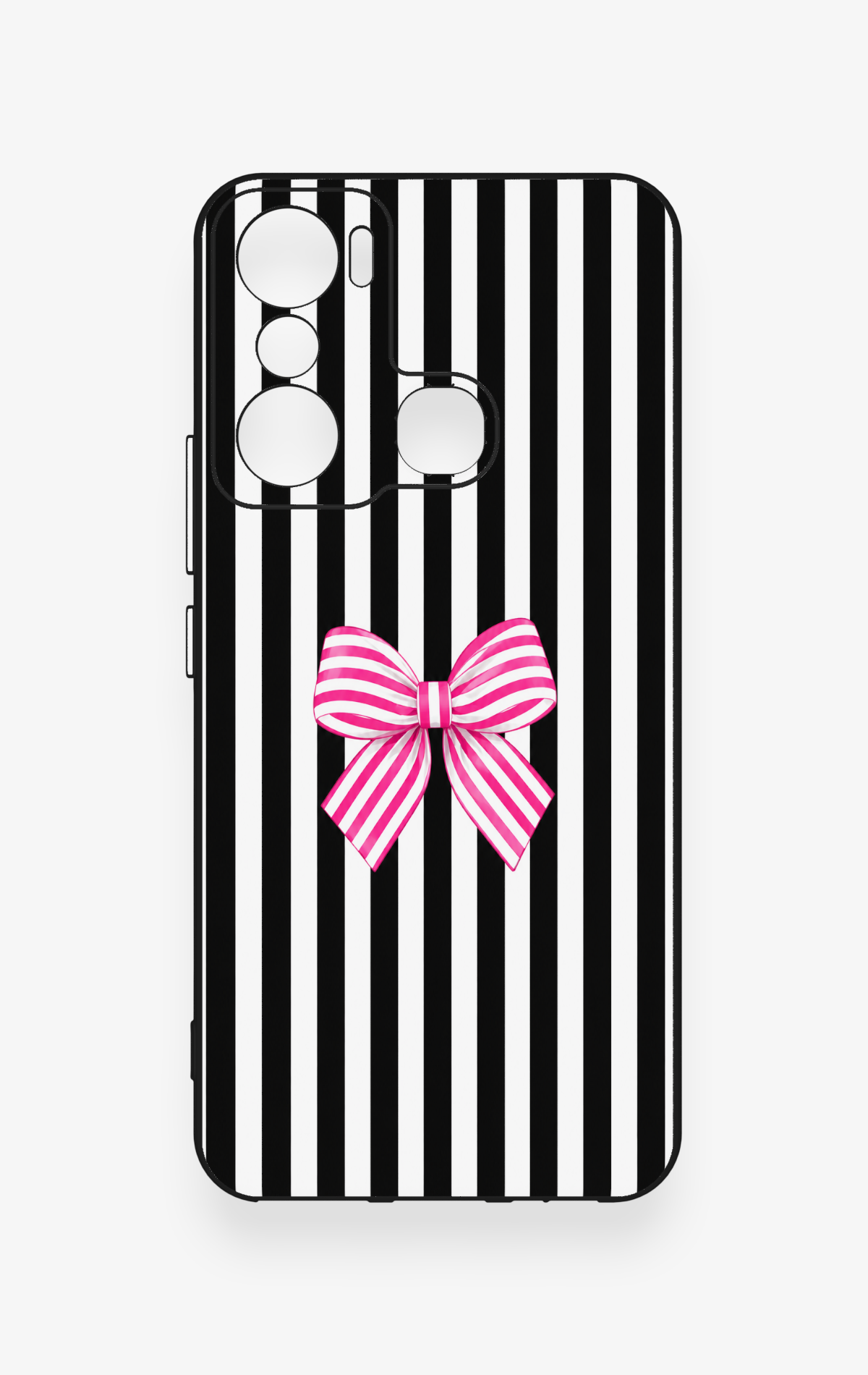 İnfinix Hot 20i Uyumlu Pembe Beyaz Kurdele Desenli Silikon Kılıf