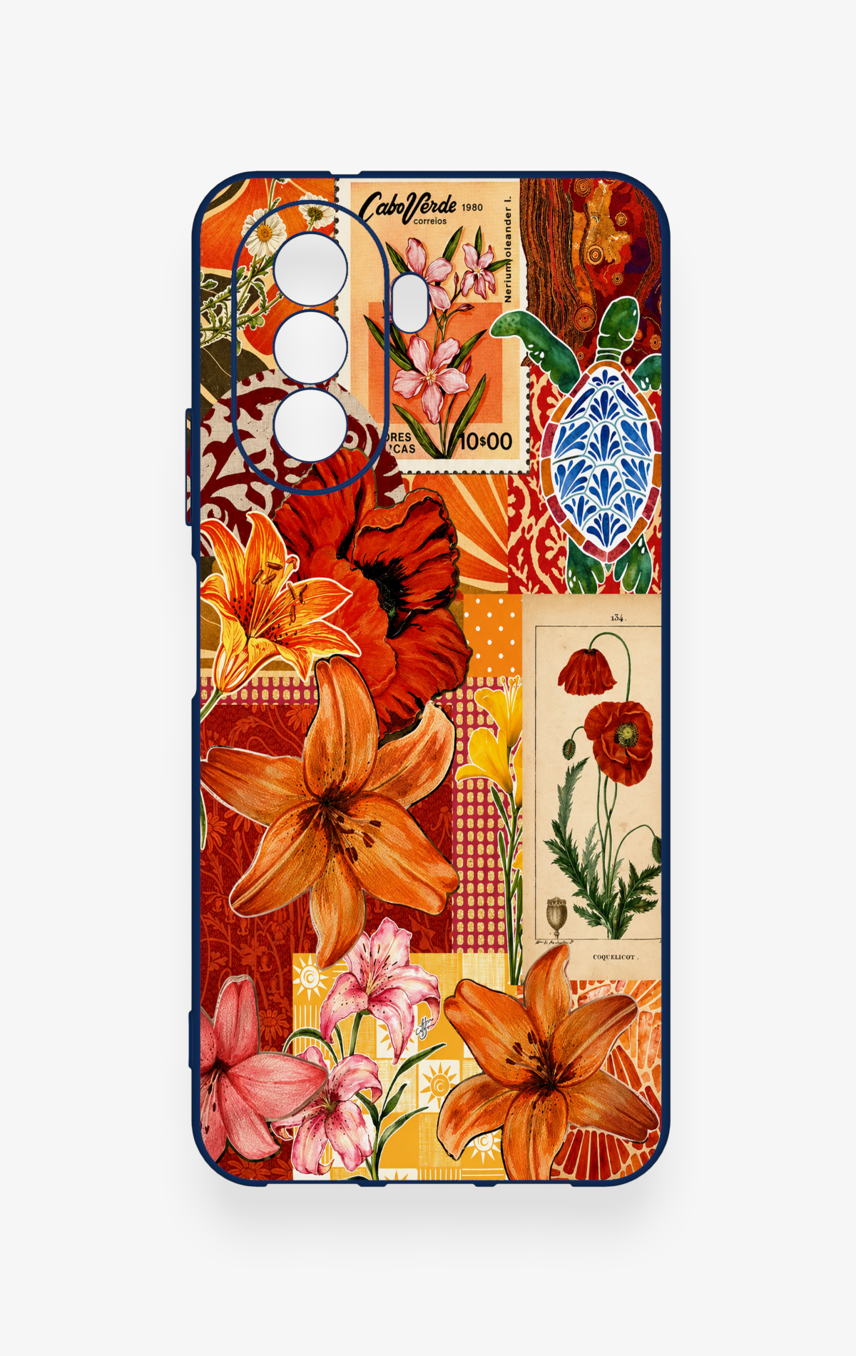 Huawei Nova Y70 Uyumlu Turuncu Zambak Desenli Silikon Kılıf
